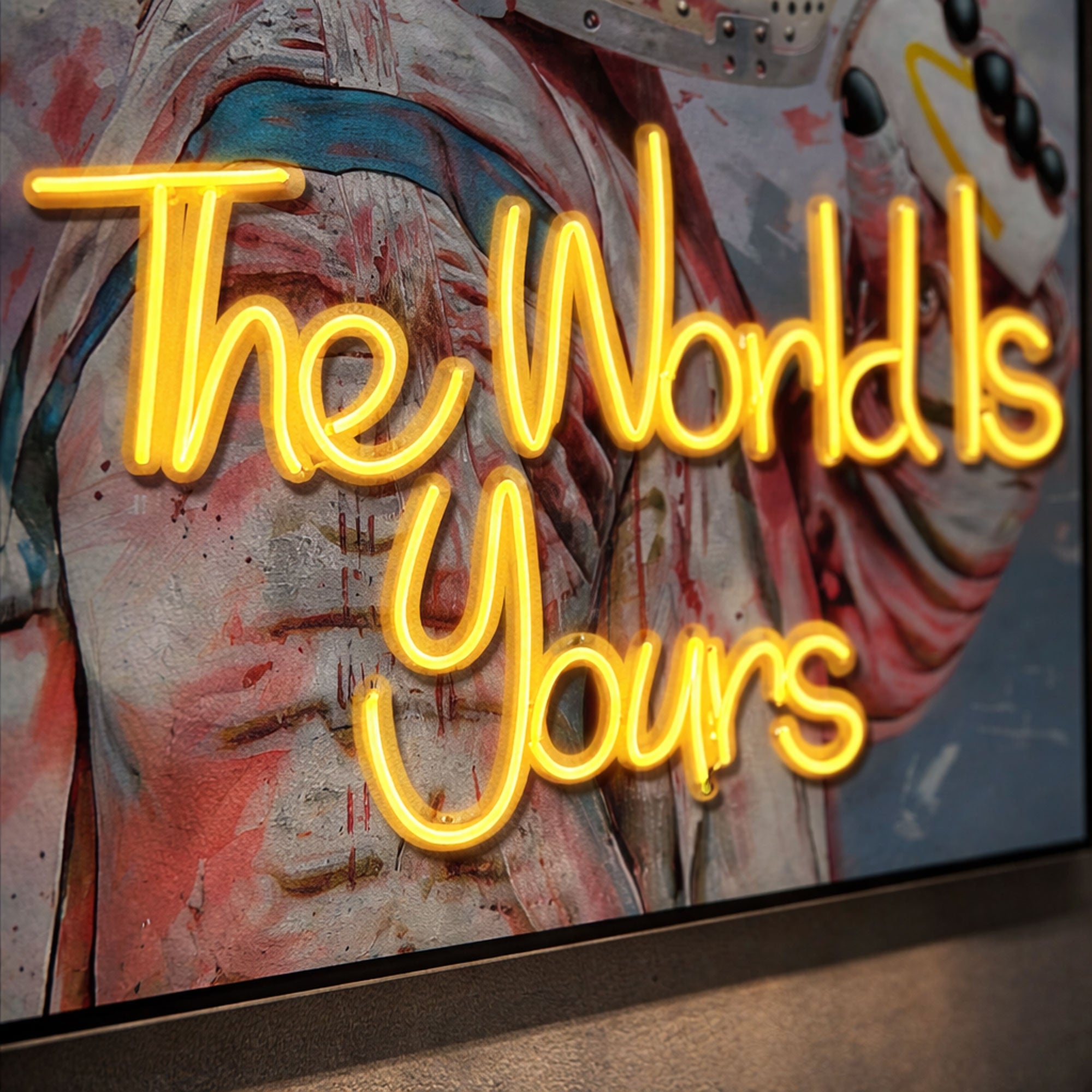 Astronaut Neon Wall Art – “The World Is Yours” Space Design