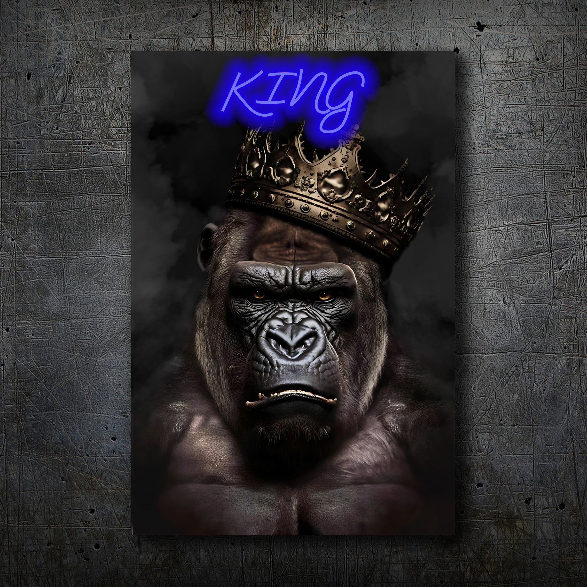 Gorilla Portrait – KING Neon Wall Art