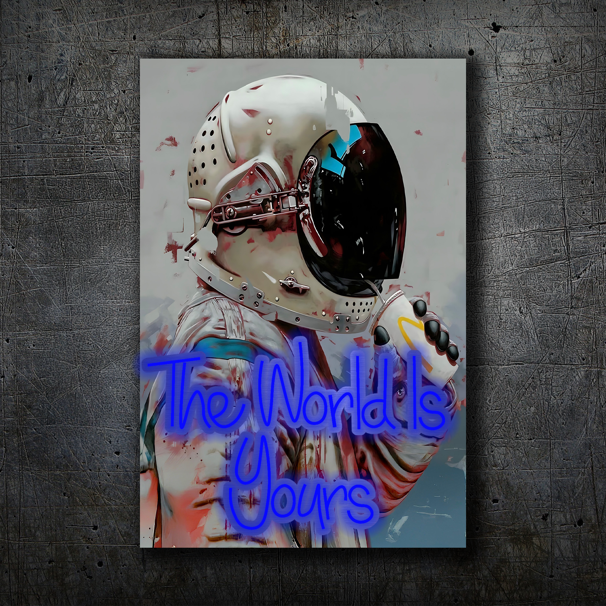 Astronaut Neon Wall Art – “The World Is Yours” Space Design