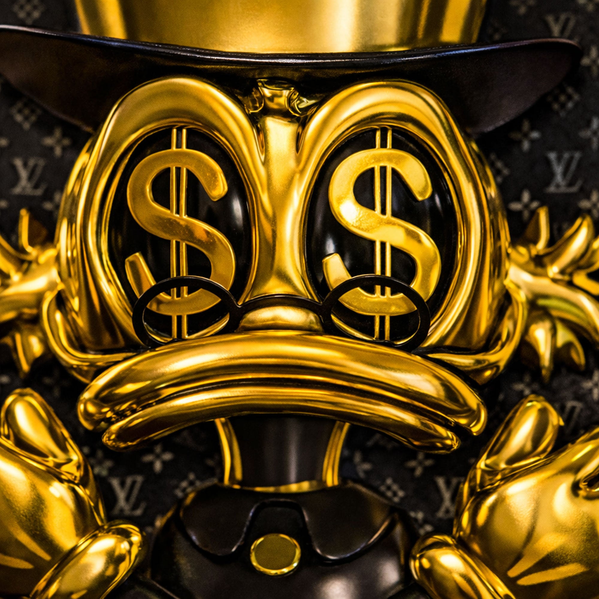 Donald Duck Scrooge – Gold Black Neon Wall Art “F* You Pay Me”