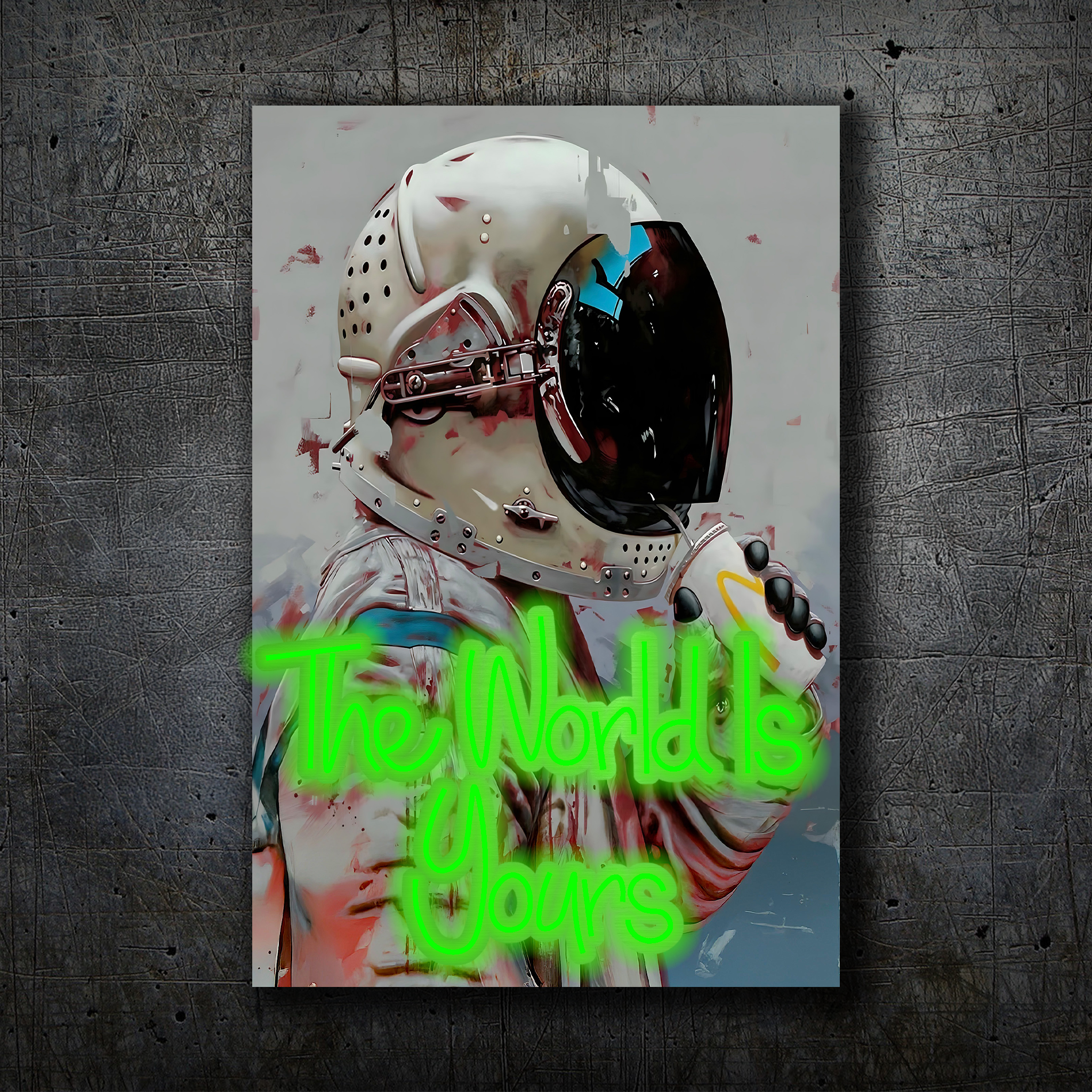 Astronaut Neon Wall Art – “The World Is Yours” Space Design