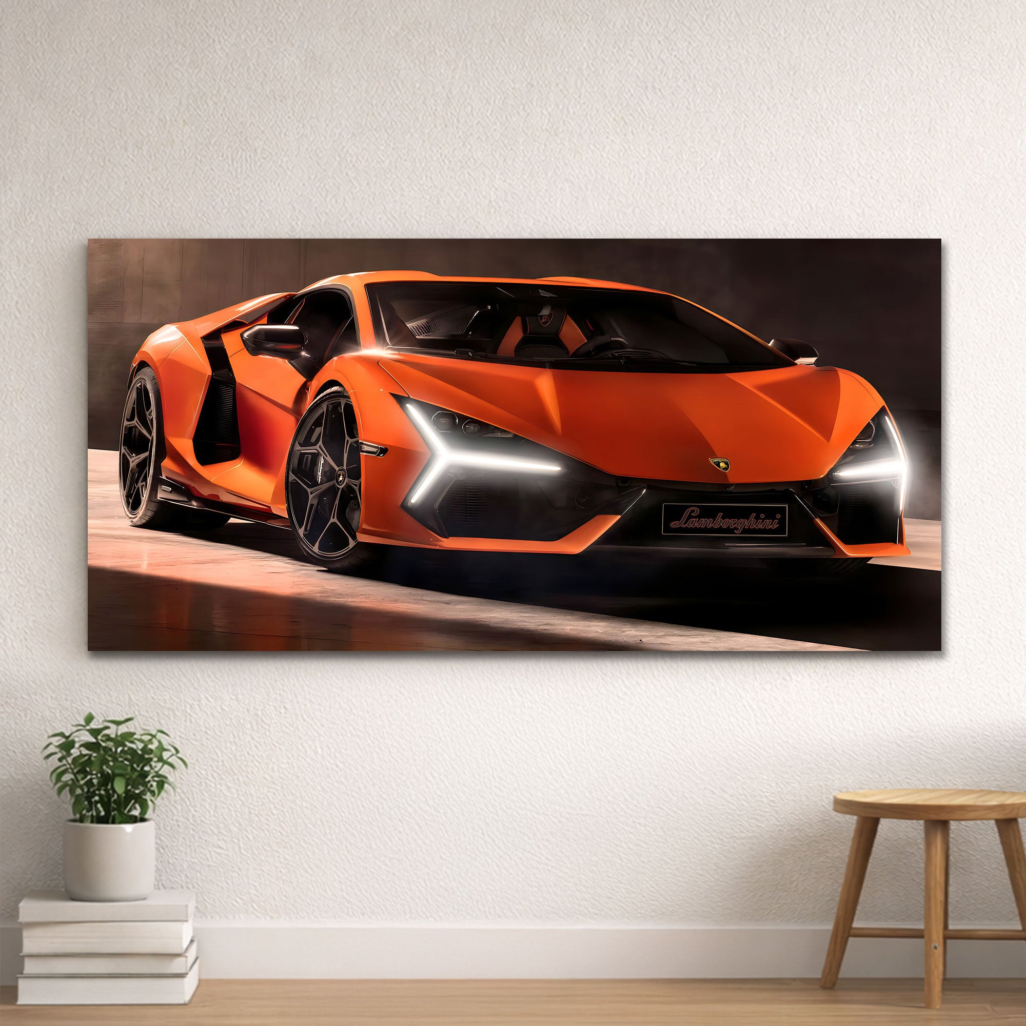 Lamborghini Sian – Orange Supercar Neon Headlights Wall Art