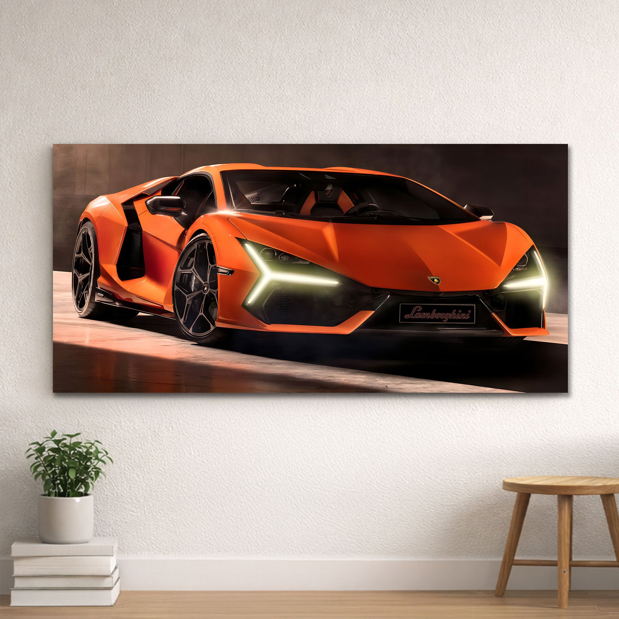 Lamborghini Sian – Orange Supercar Neon Headlights Wall Art