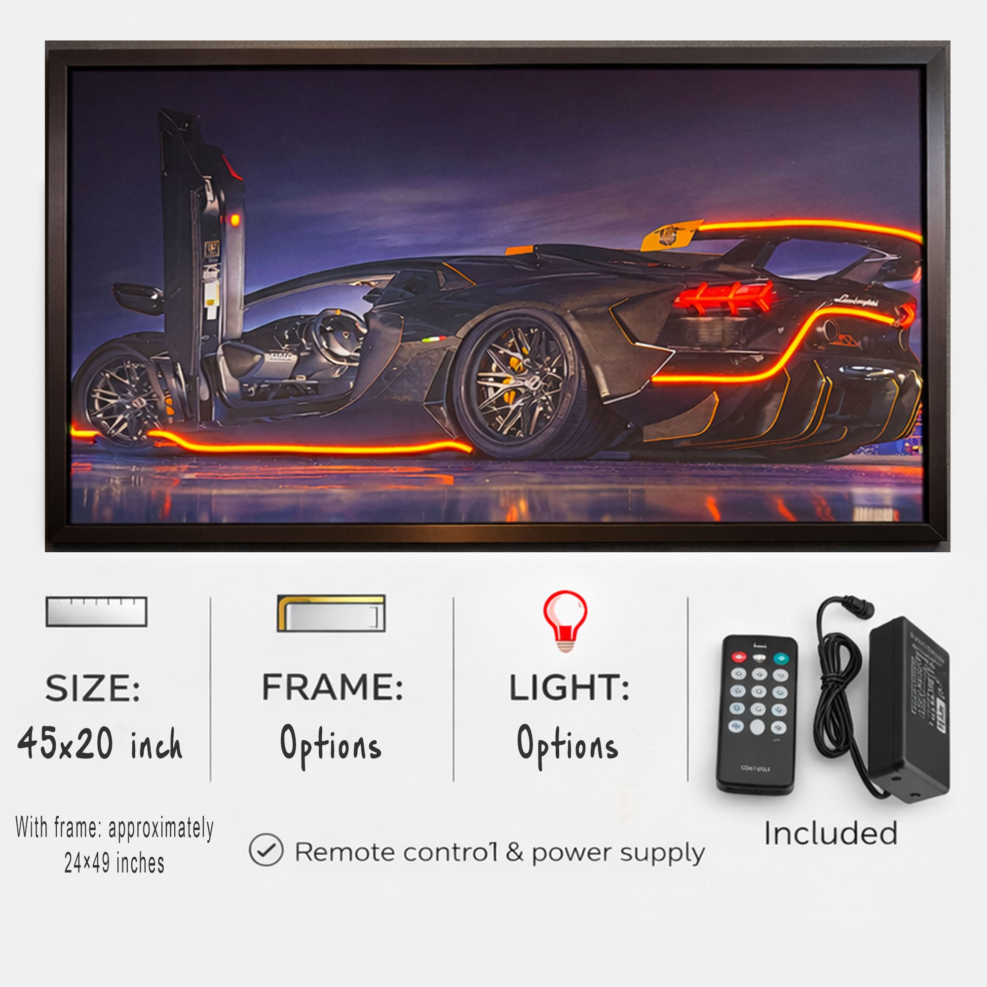 Lamborghini Aventador Neon Wall Art – Supercar LED Decor