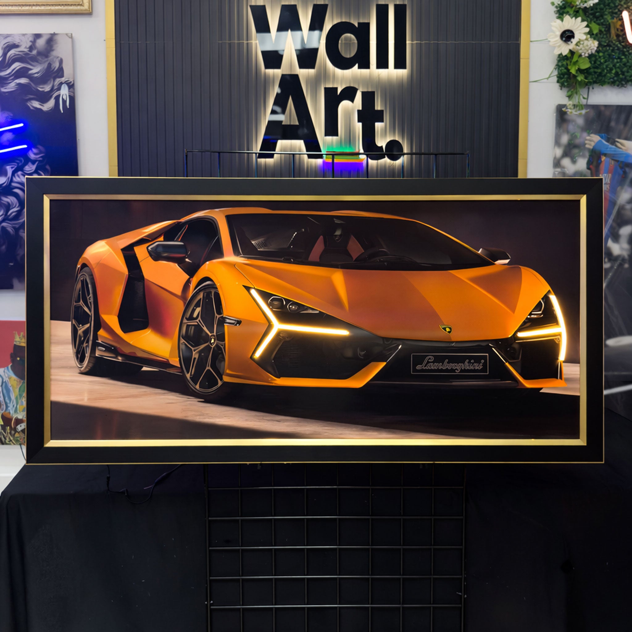 Lamborghini Sian – Orange Supercar Neon Headlights Wall Art