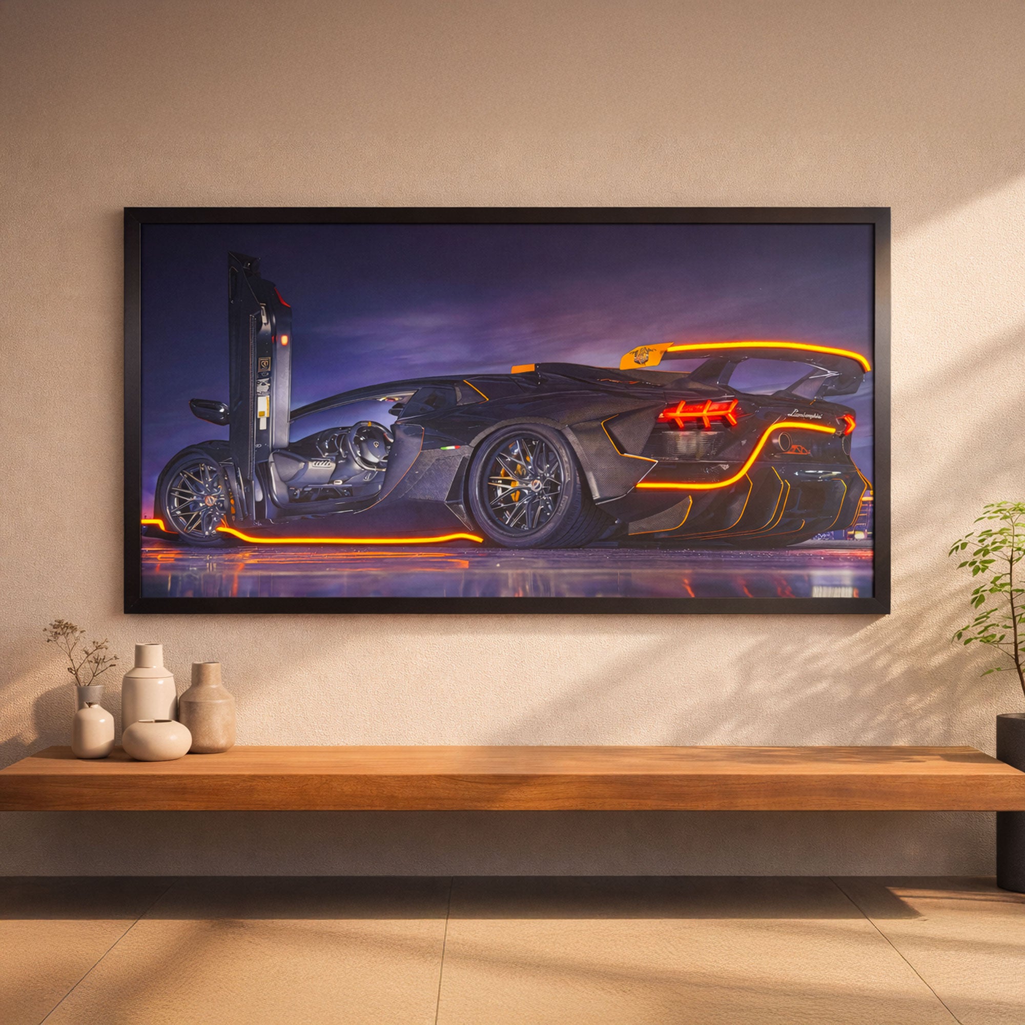 Lamborghini Aventador Neon Wall Art – Supercar LED Decor