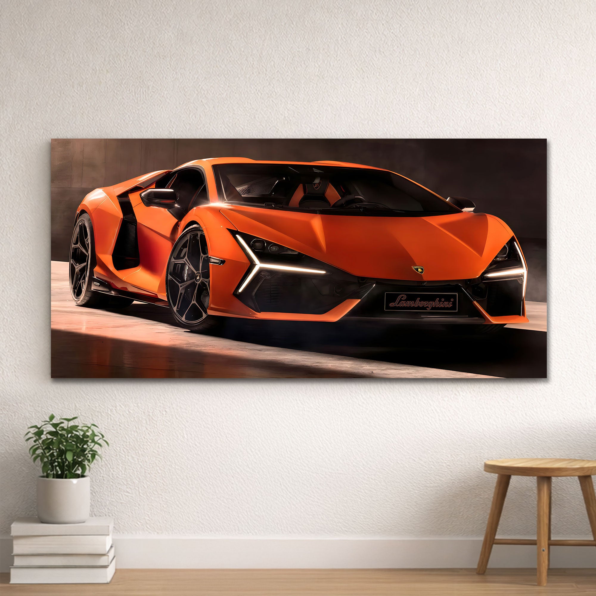 Lamborghini Sian – Orange Supercar Neon Headlights Wall Art