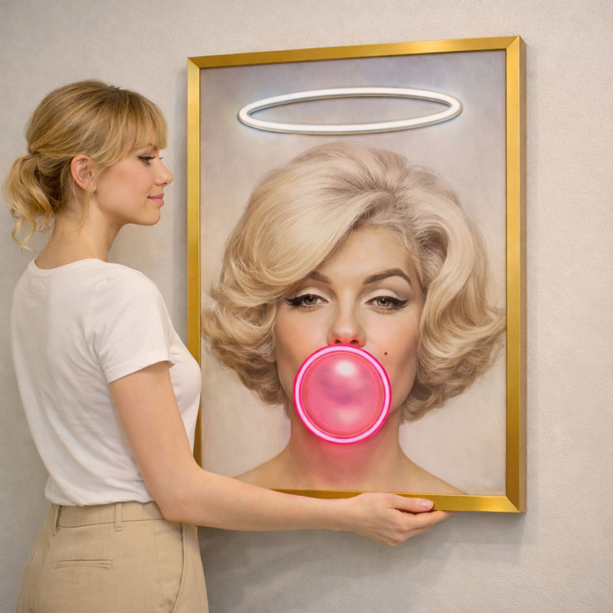 Marilyn Pop Art – Neon Bubblegum & Halo Wall Decor