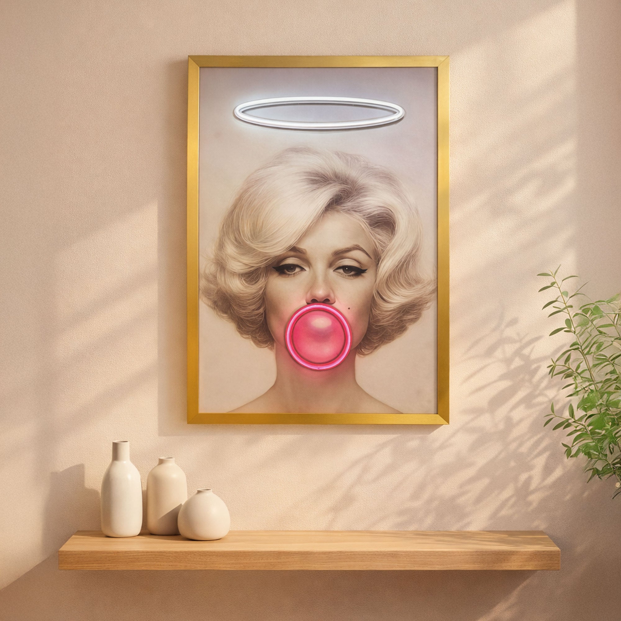 Marilyn Pop Art – Neon Bubblegum & Halo Wall Decor