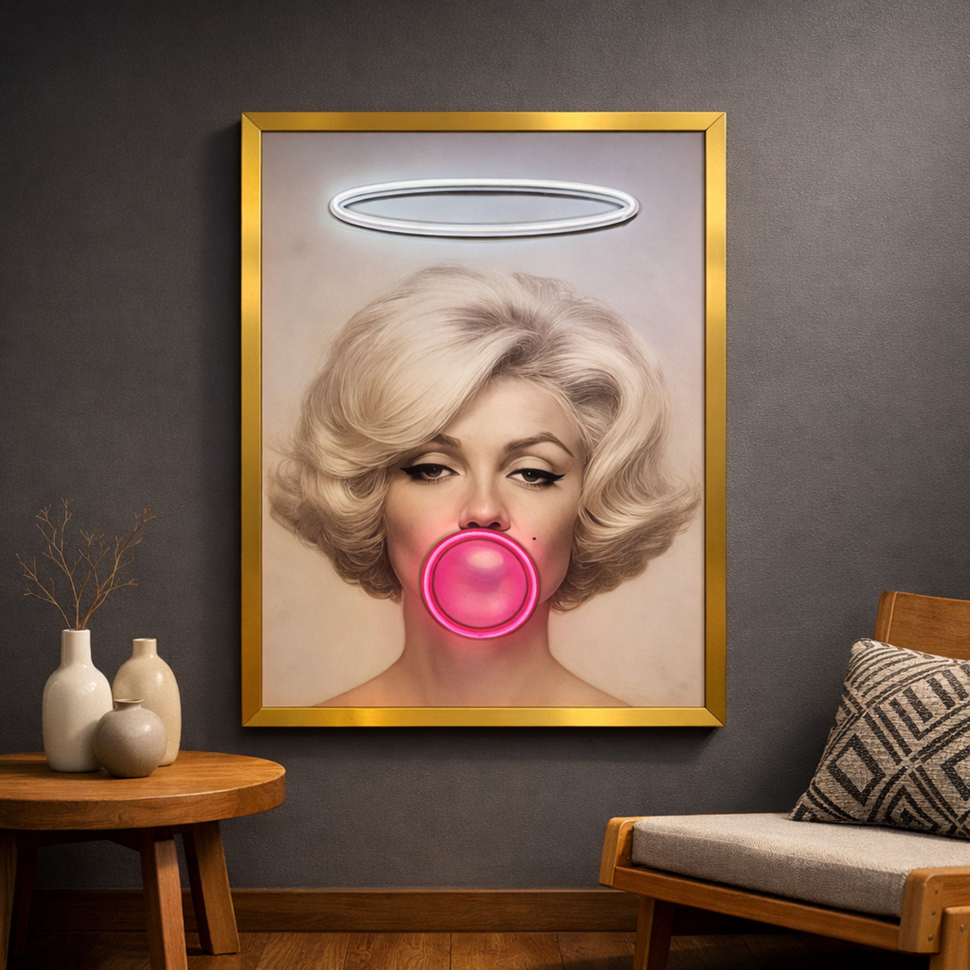 Marilyn Pop Art – Neon Bubblegum & Halo Wall Decor