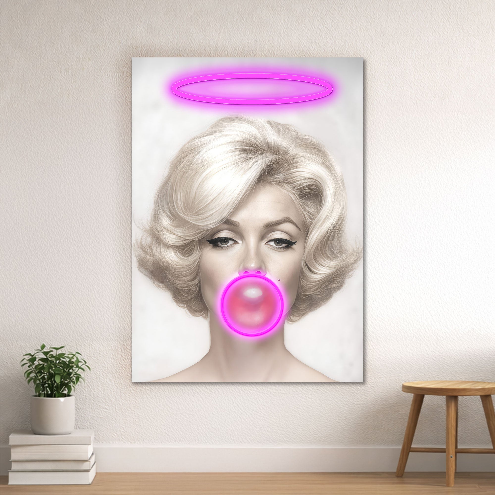 Marilyn Pop Art – Neon Bubblegum & Halo Wall Decor