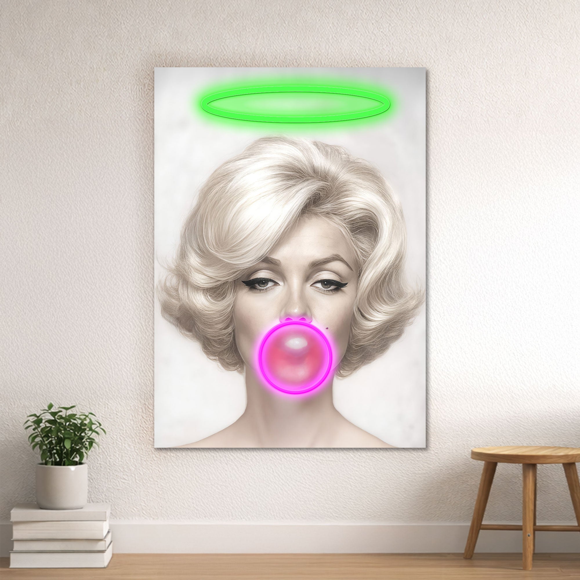 Marilyn Pop Art – Neon Bubblegum & Halo Wall Decor