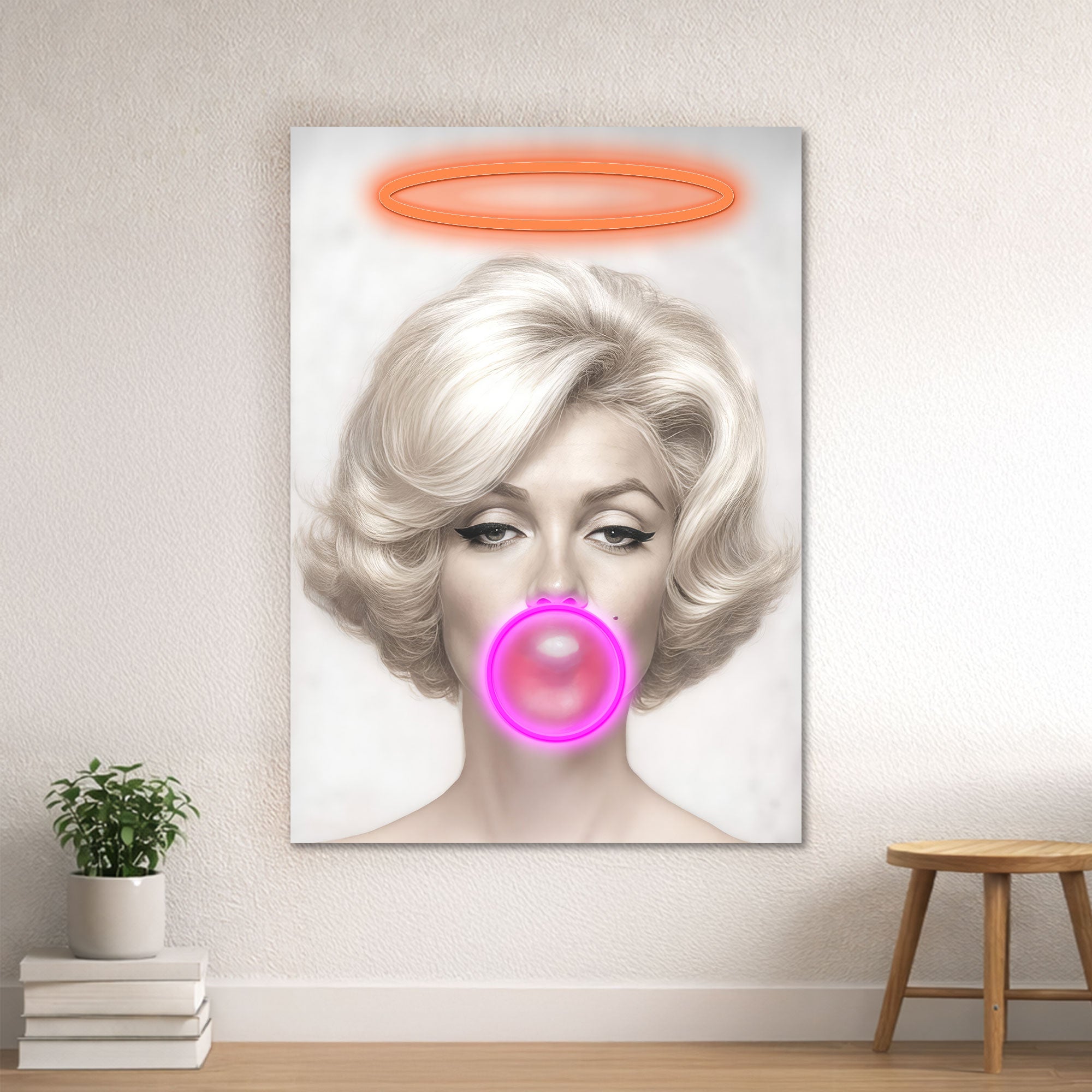 Marilyn Pop Art – Neon Bubblegum & Halo Wall Decor