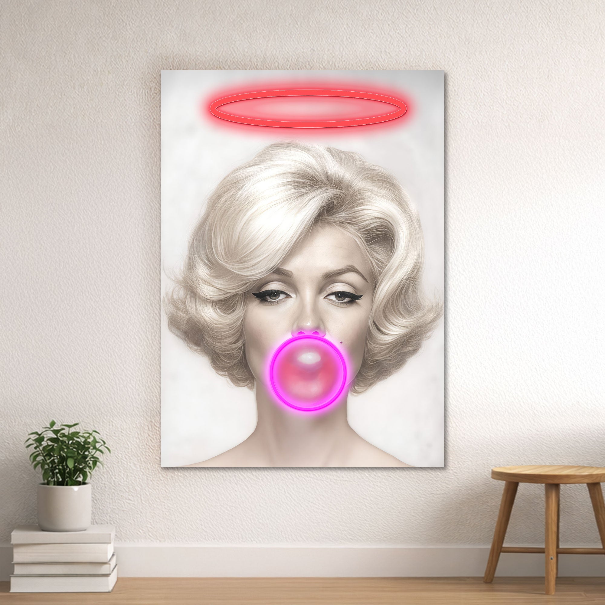 Marilyn Pop Art – Neon Bubblegum & Halo Wall Decor