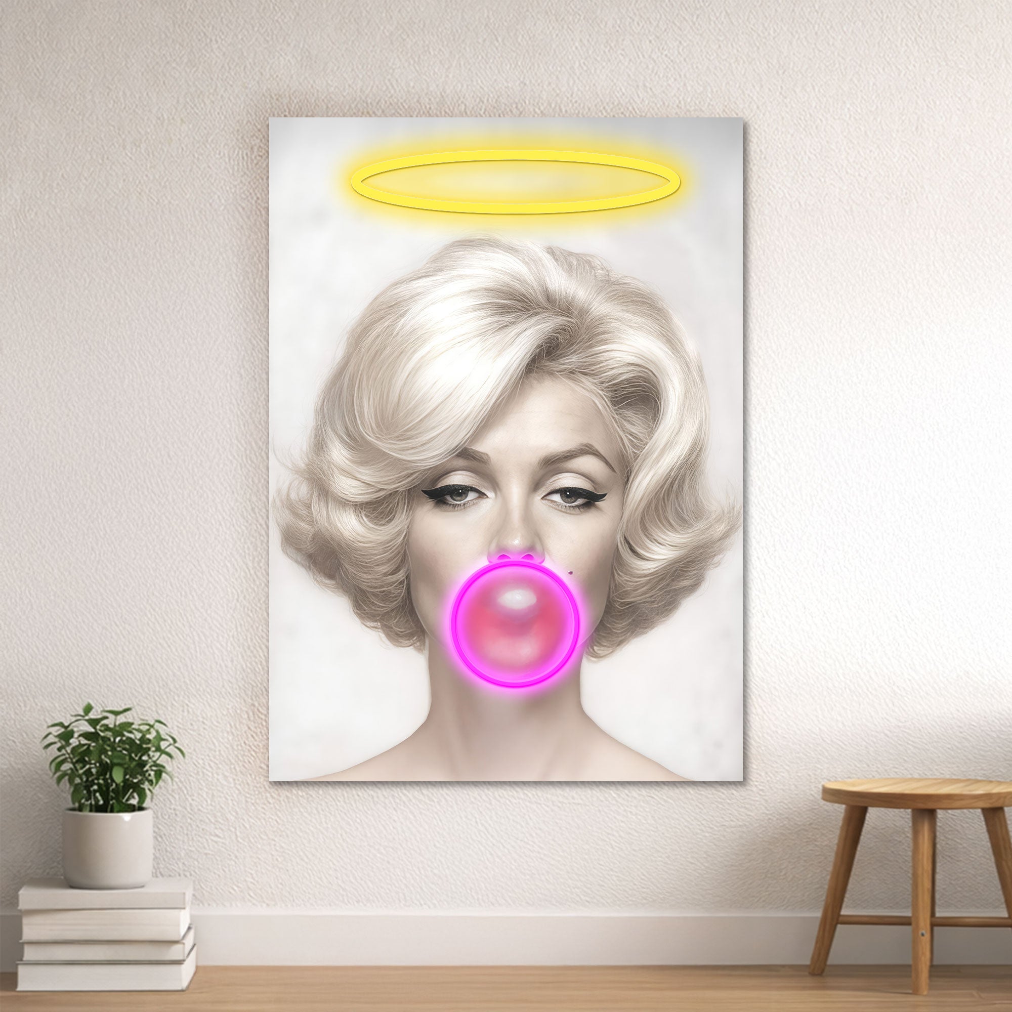 Marilyn Pop Art – Neon Bubblegum & Halo Wall Decor