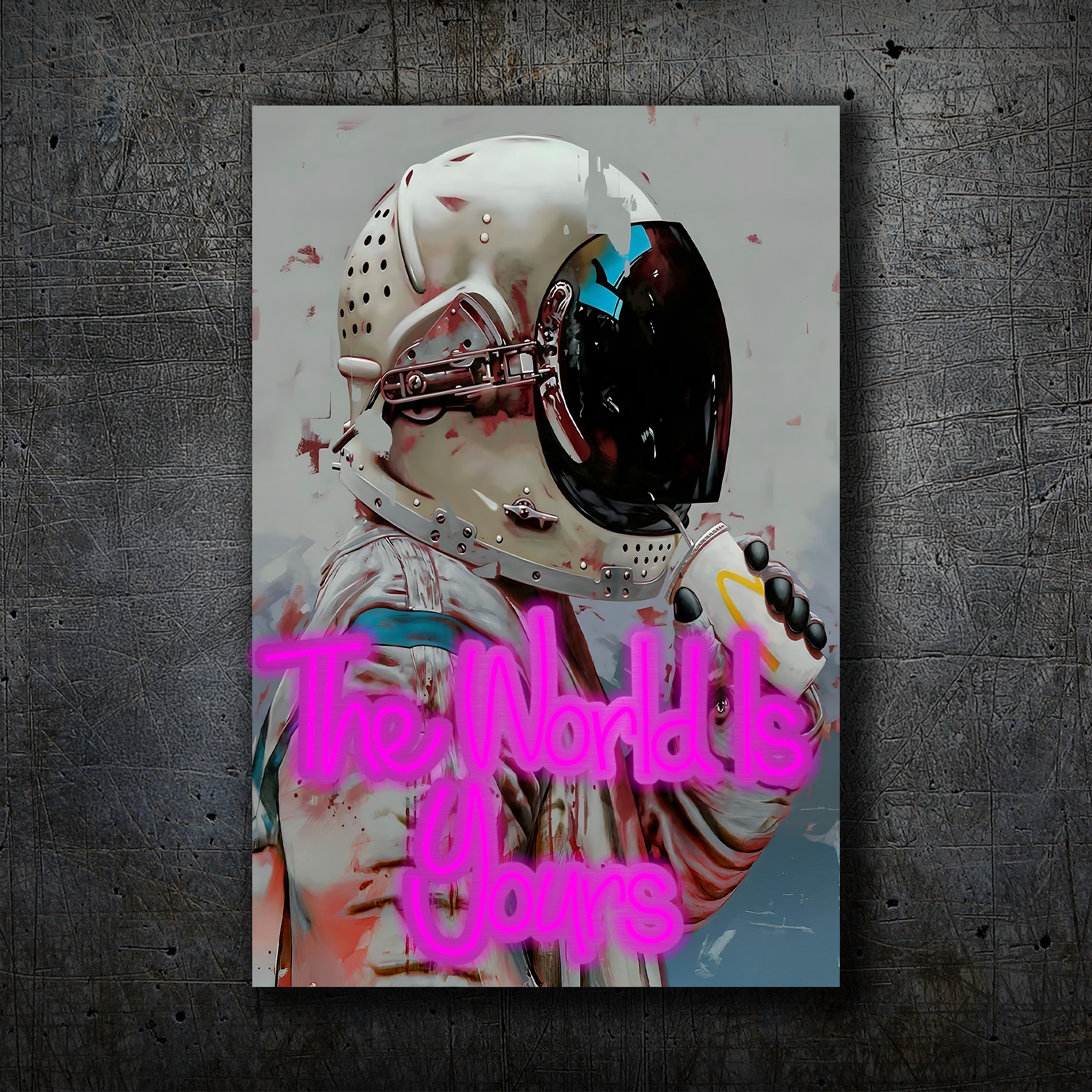 Astronaut Neon Wall Art – “The World Is Yours” Space Design