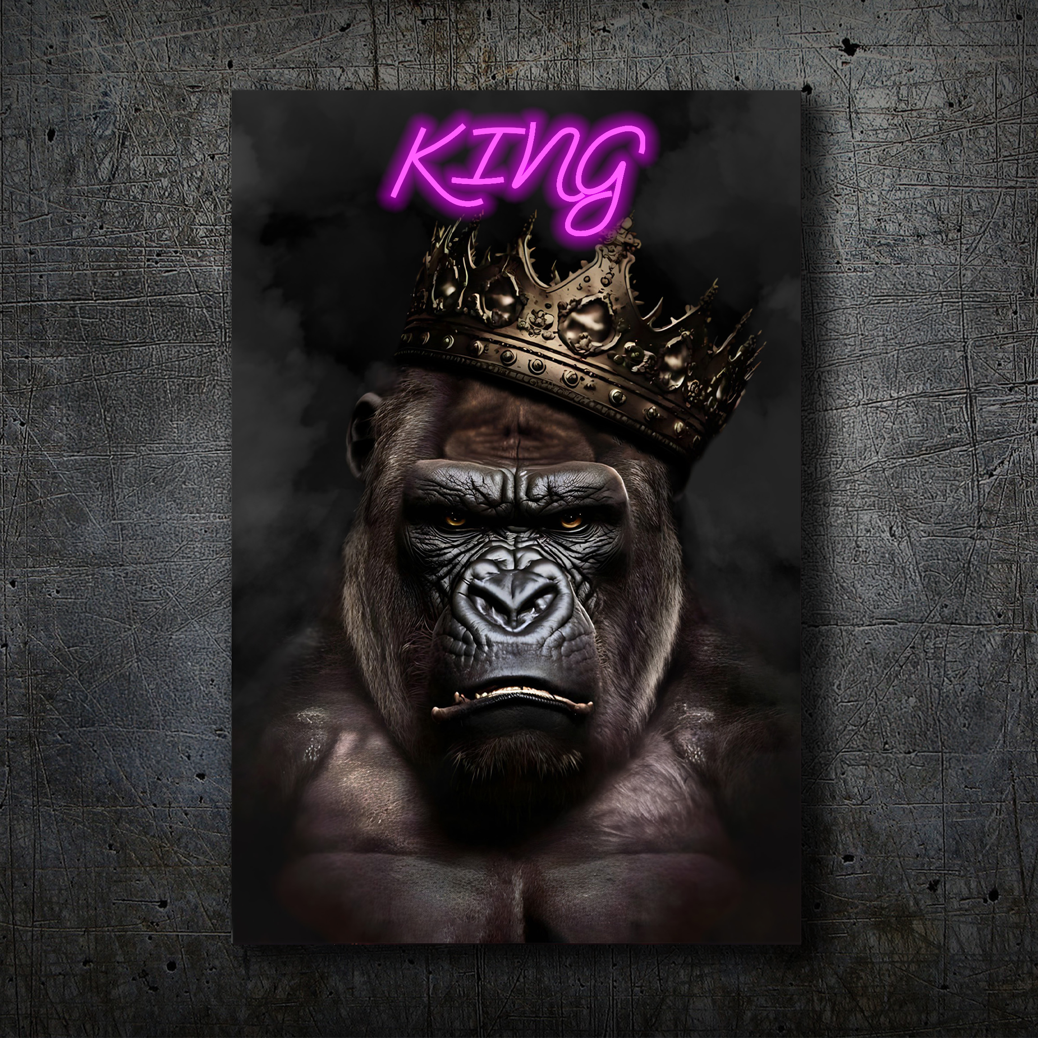 Gorilla Portrait – KING Neon Wall Art