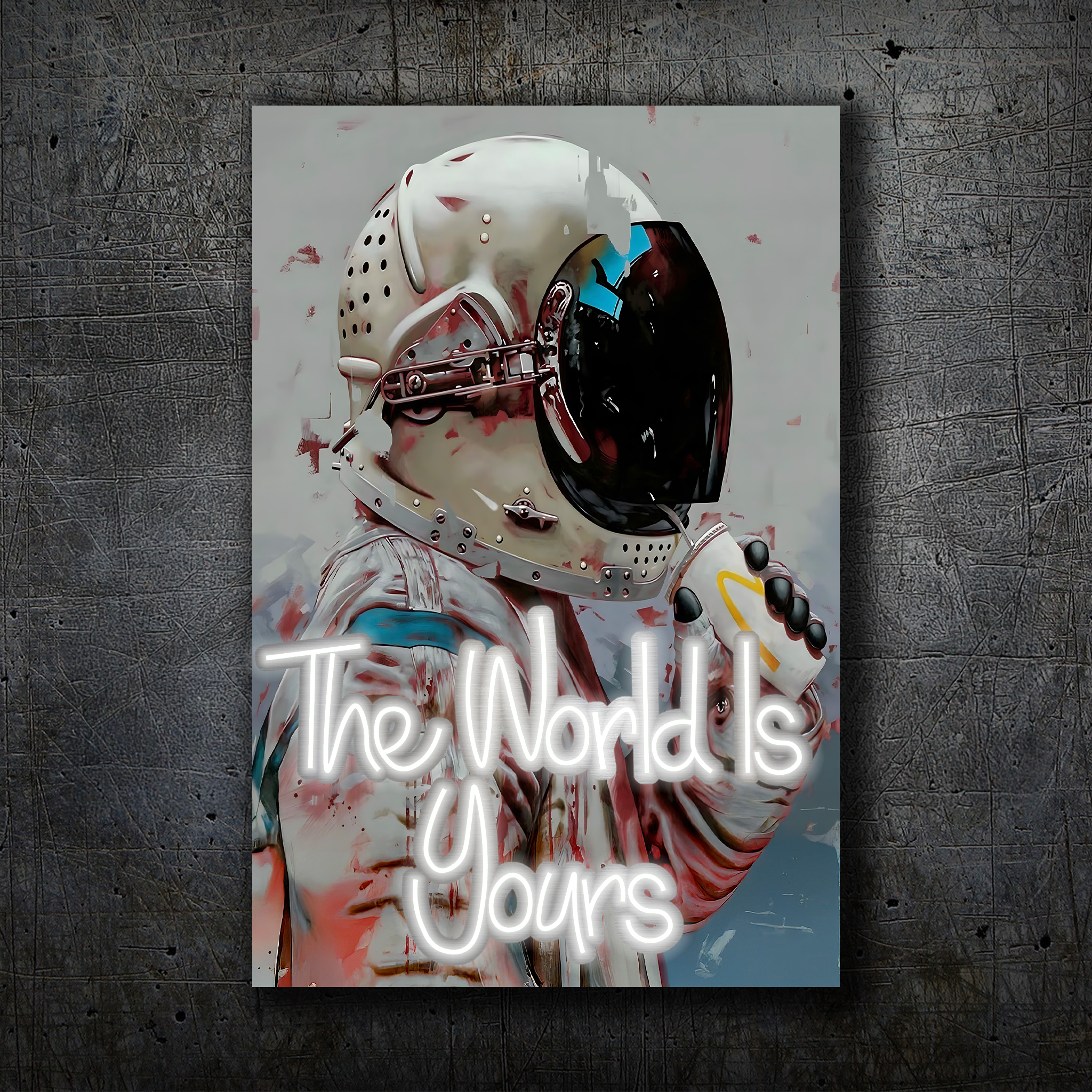 Astronaut Neon Wall Art – “The World Is Yours” Space Design