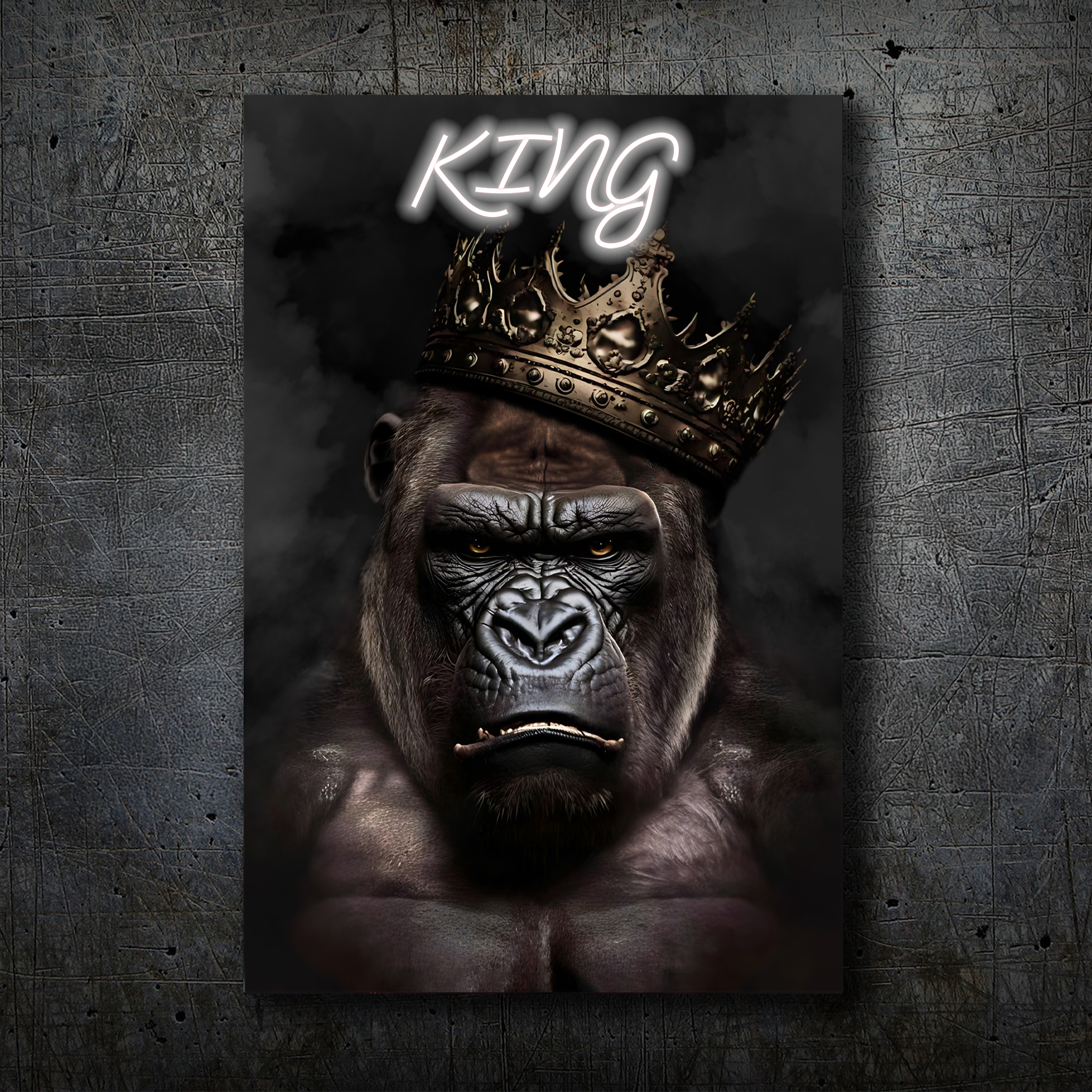 Gorilla Portrait – KING Neon Wall Art