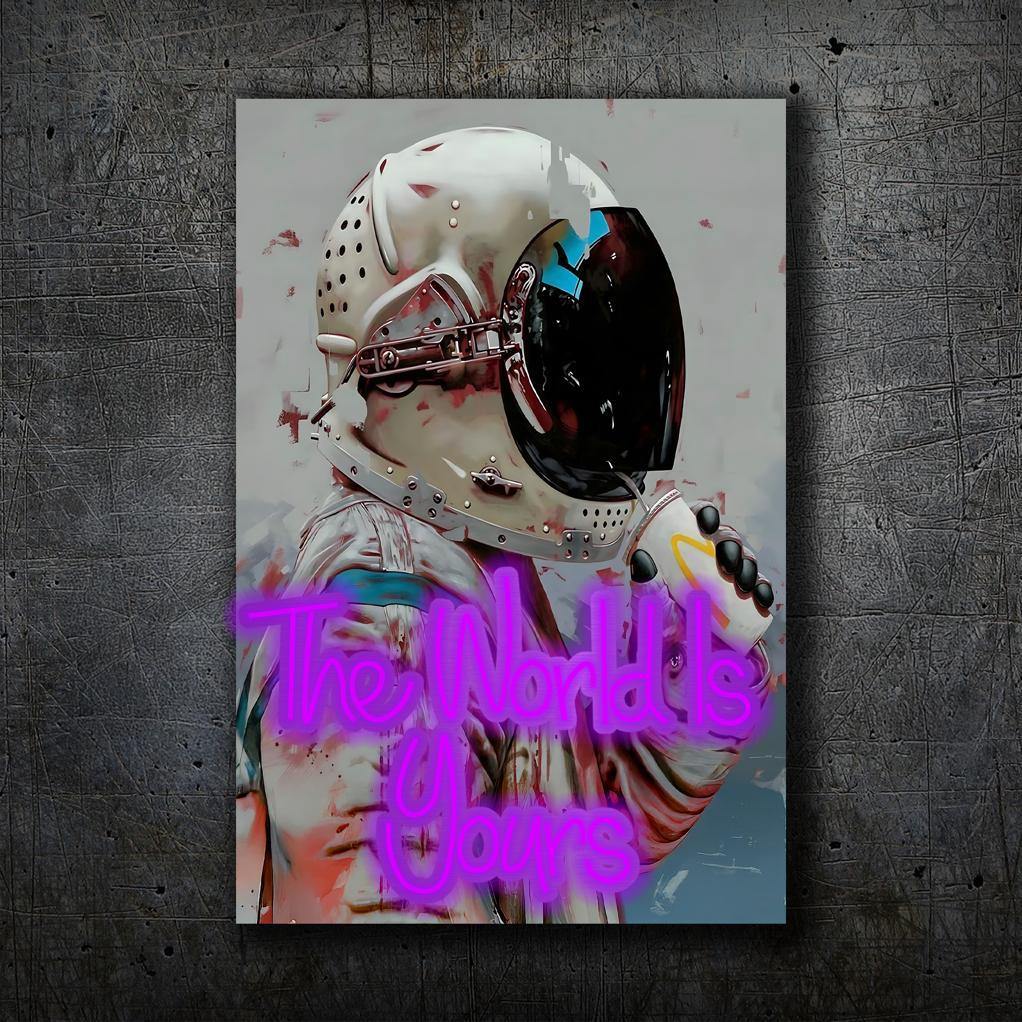 Astronaut Neon Wall Art – “The World Is Yours” Space Design