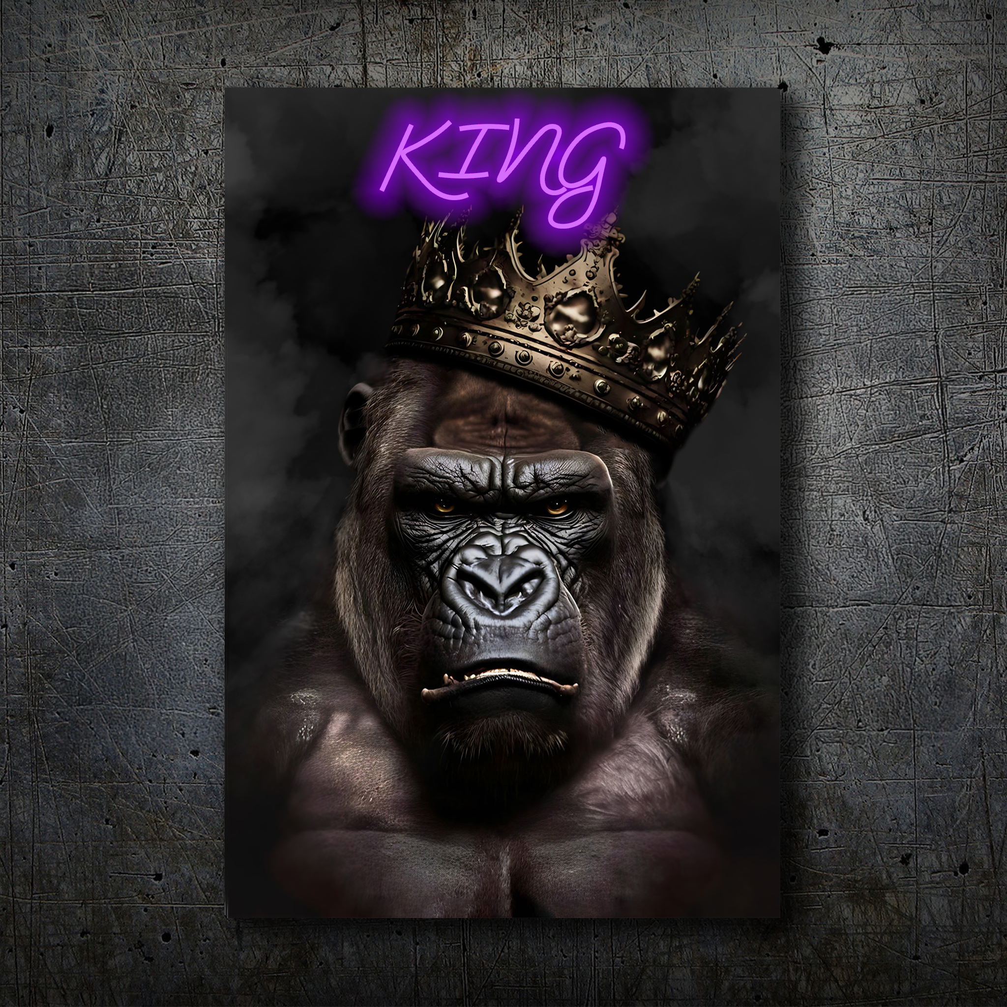 Gorilla Portrait – KING Neon Wall Art