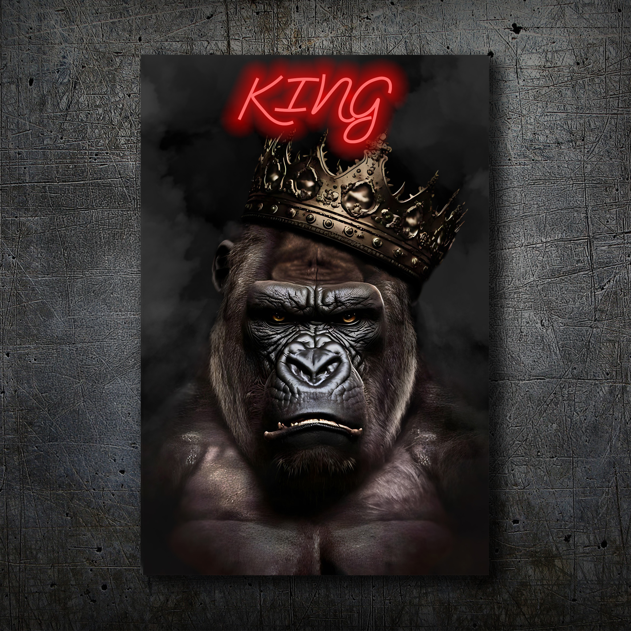 Gorilla Portrait – KING Neon Wall Art