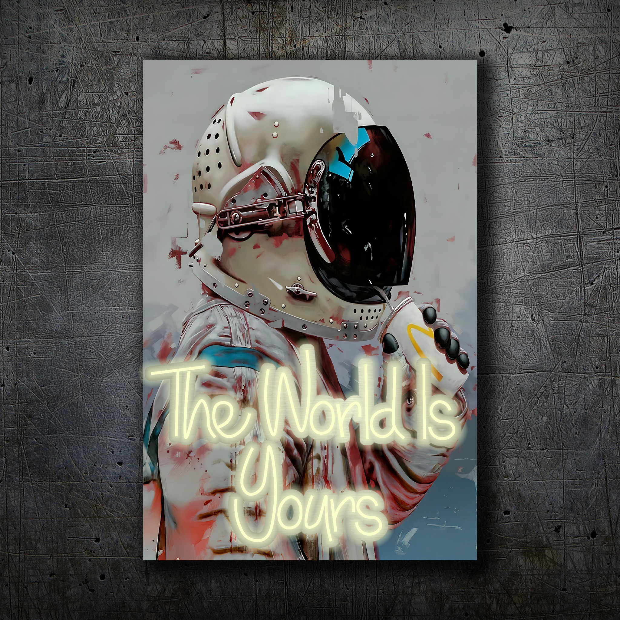 Astronaut Neon Wall Art – “The World Is Yours” Space Design