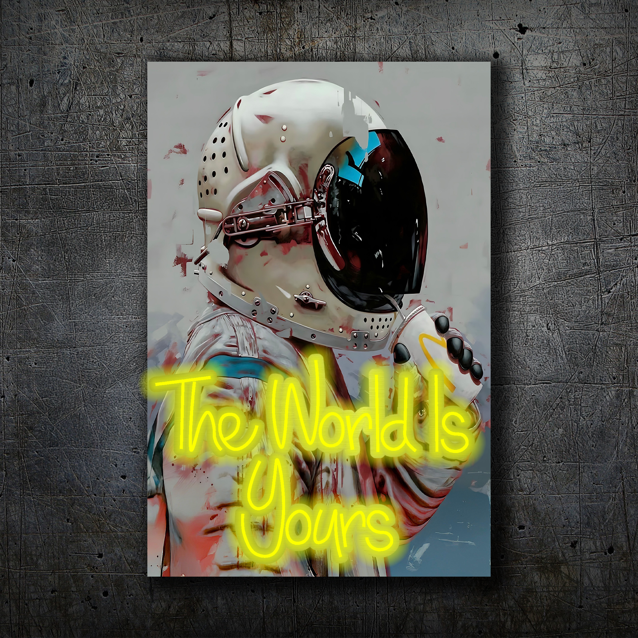 Astronaut Neon Wall Art – “The World Is Yours” Space Design