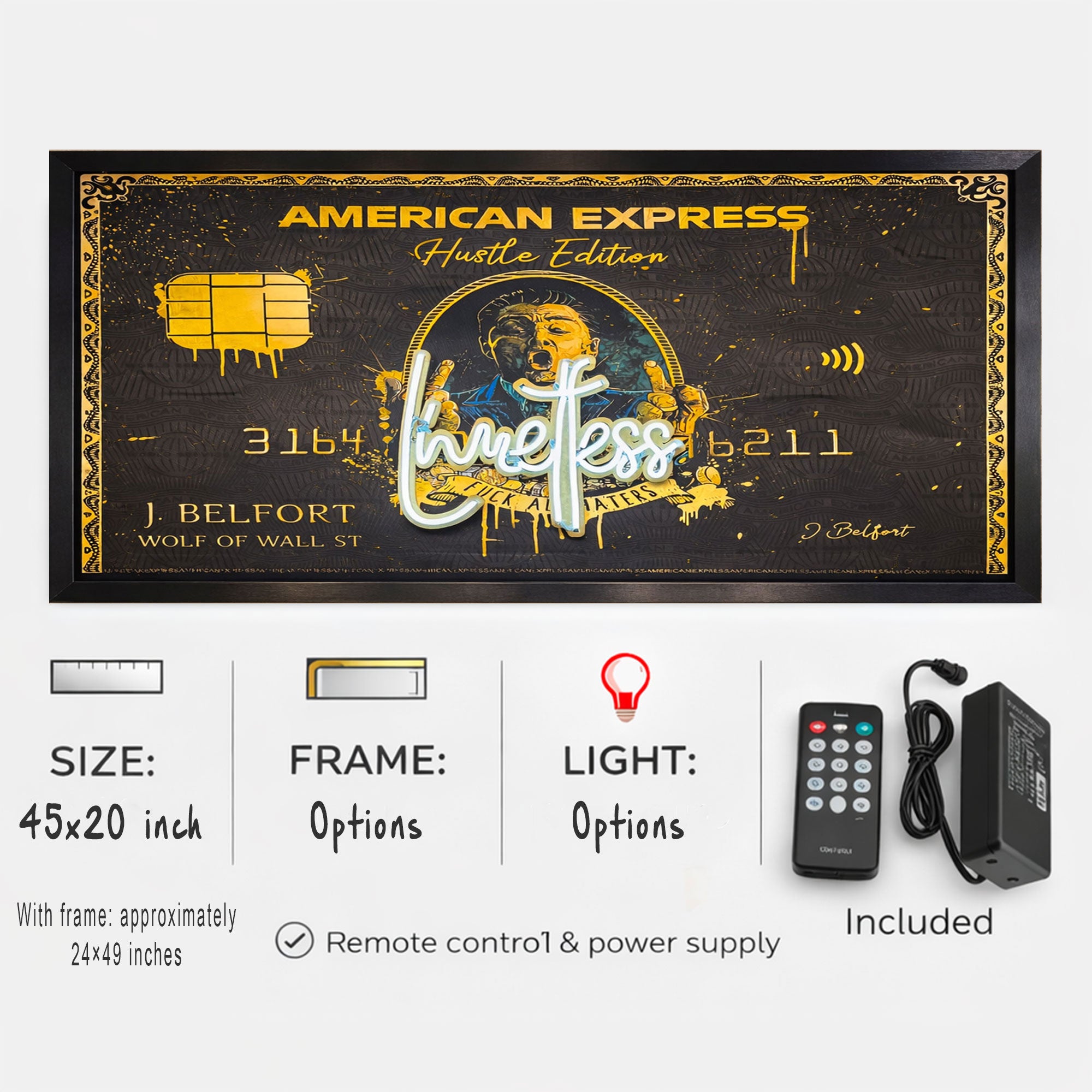 American Express Wolf of Wall Street - Limitless Neon Light - Amex - Wall Art Decor