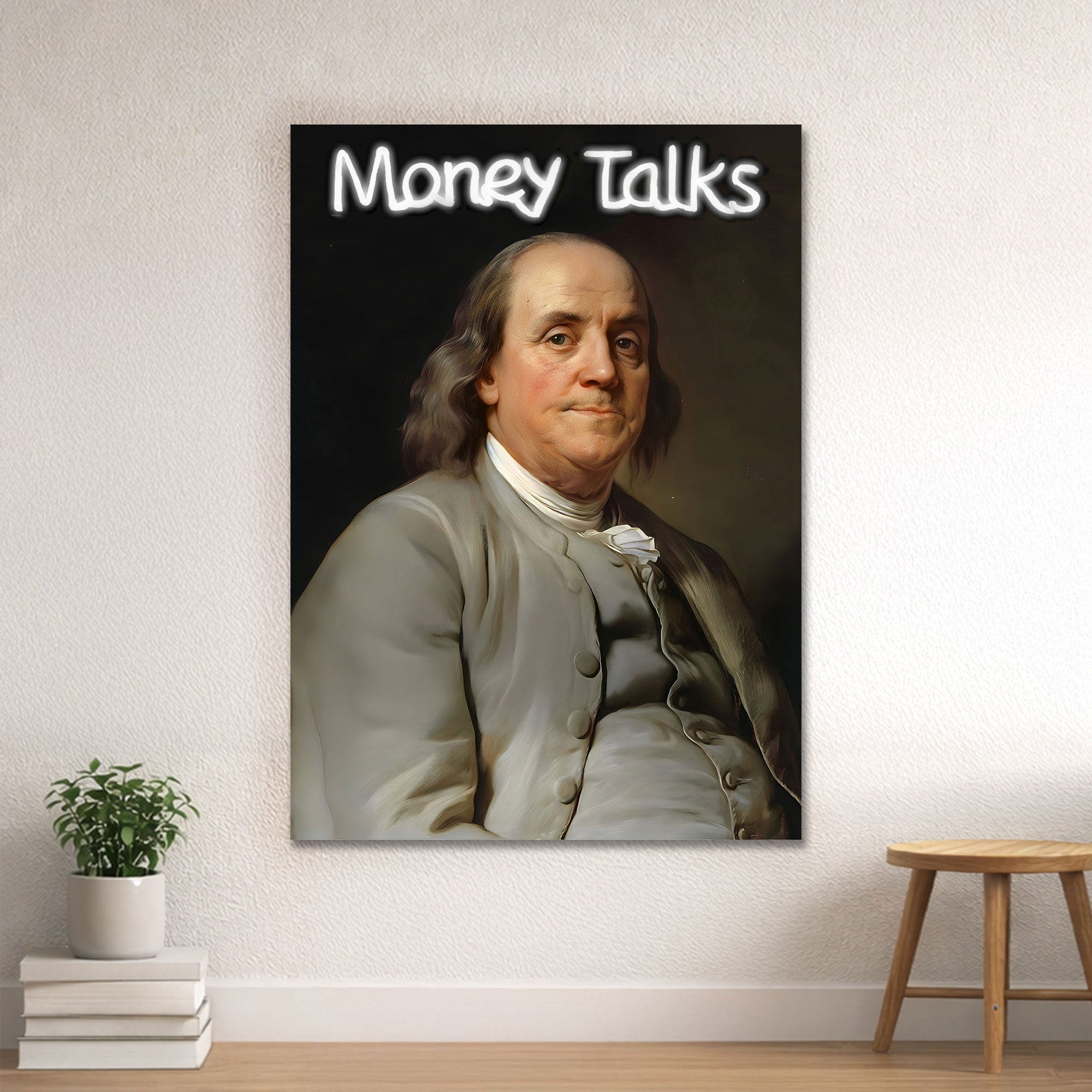 Money Talks - Benjamin Franklin Neon Wall Art Decor