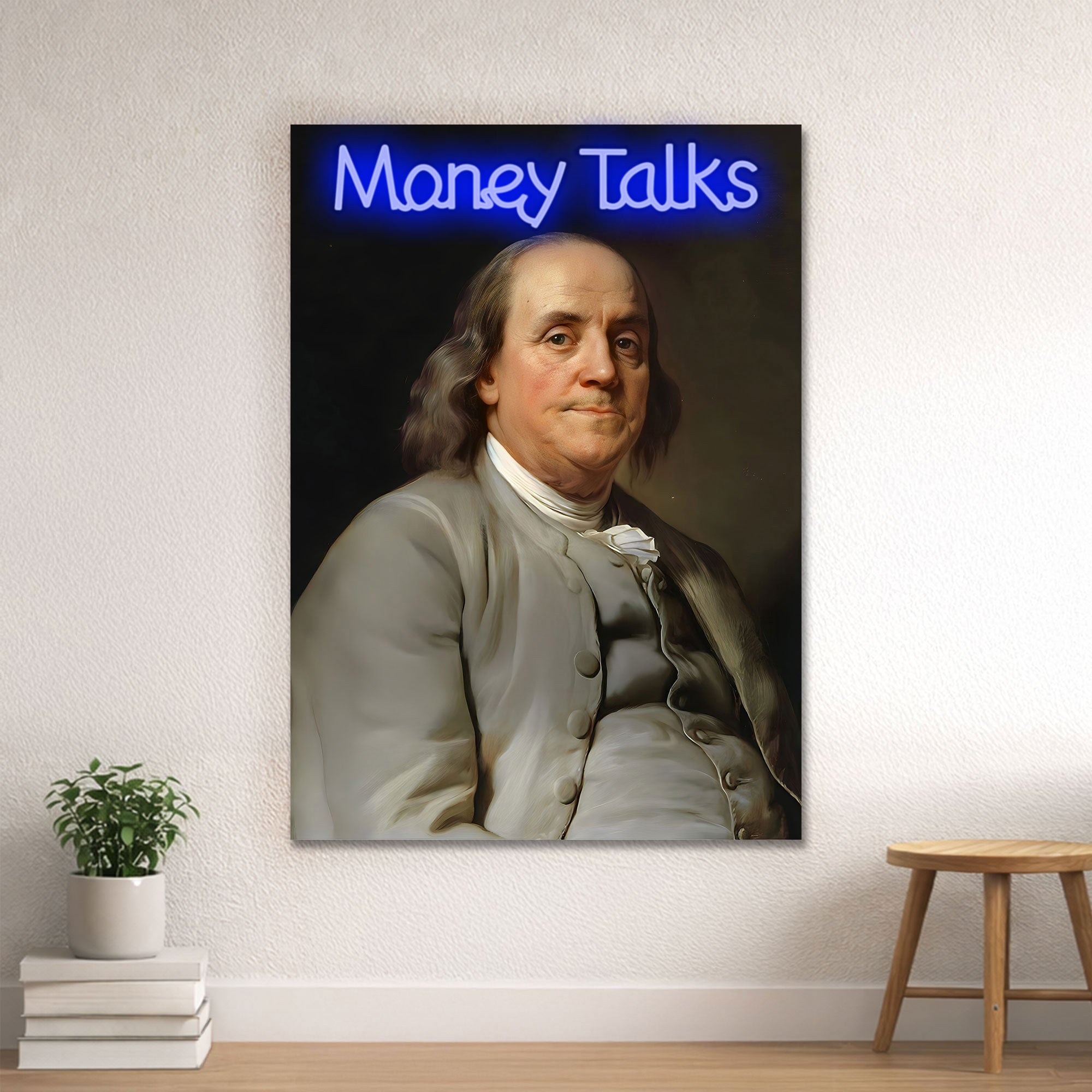 Money Talks - Benjamin Franklin Neon Wall Art Decor