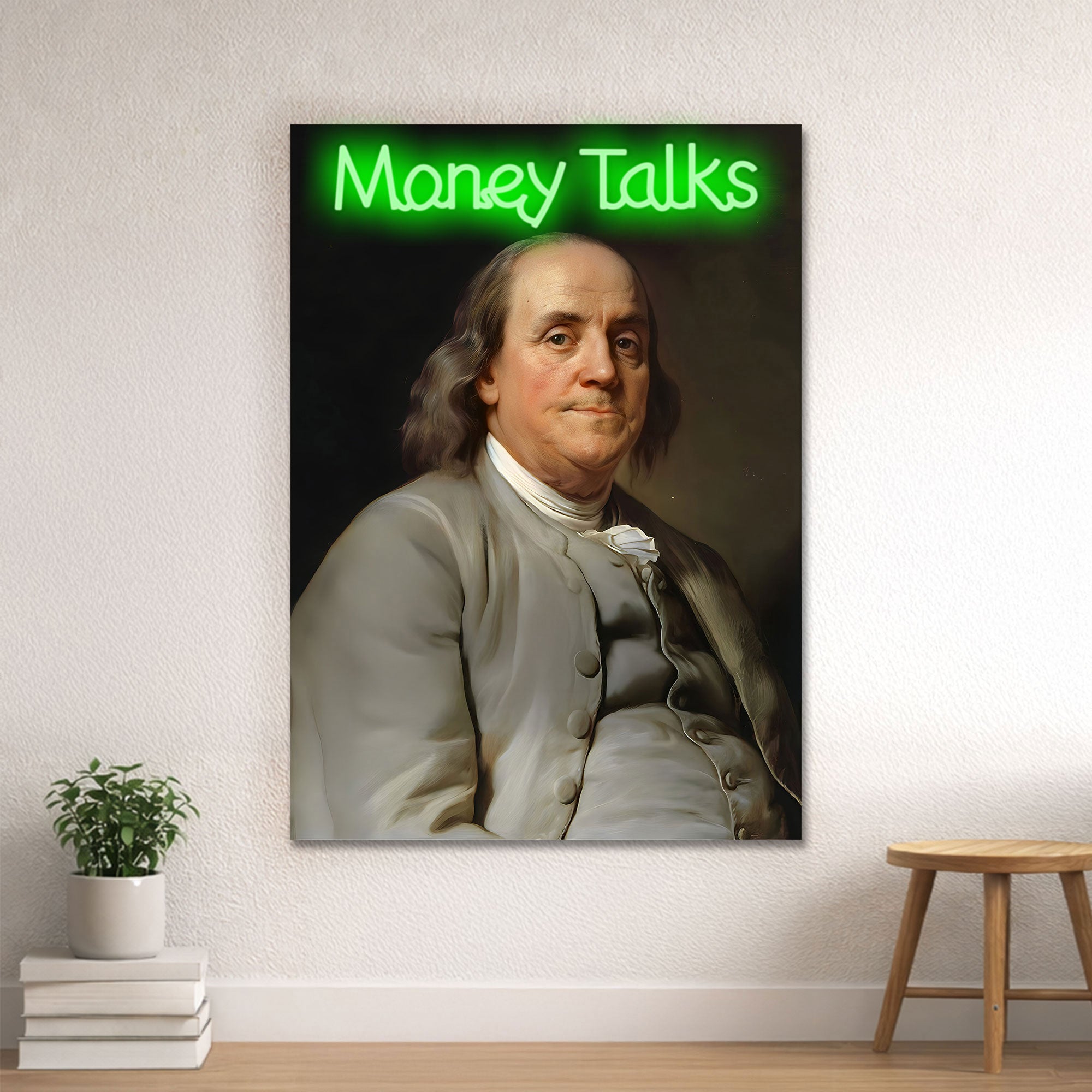 Money Talks - Benjamin Franklin Neon Wall Art Decor