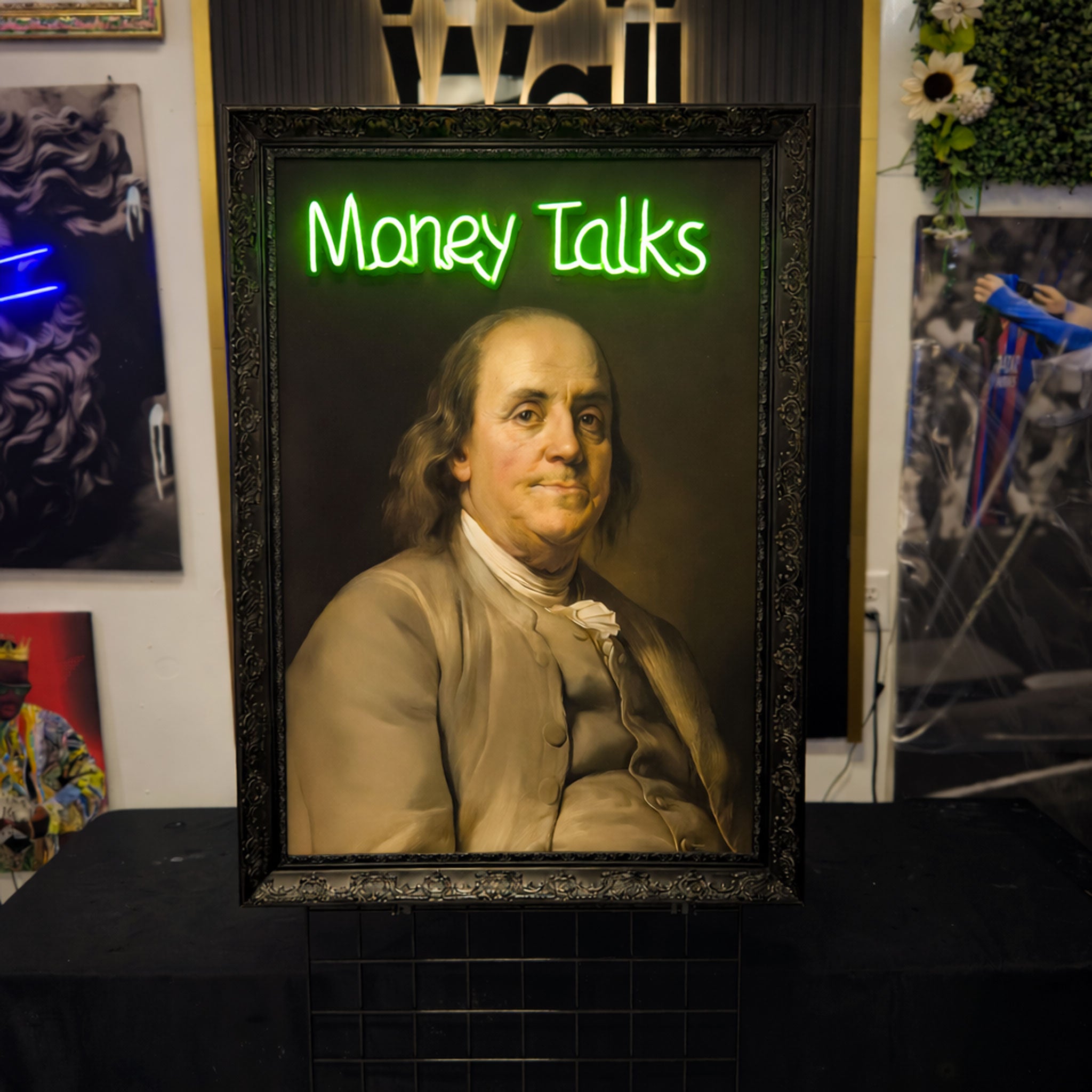 Money Talks - Benjamin Franklin Neon Wall Art Decor