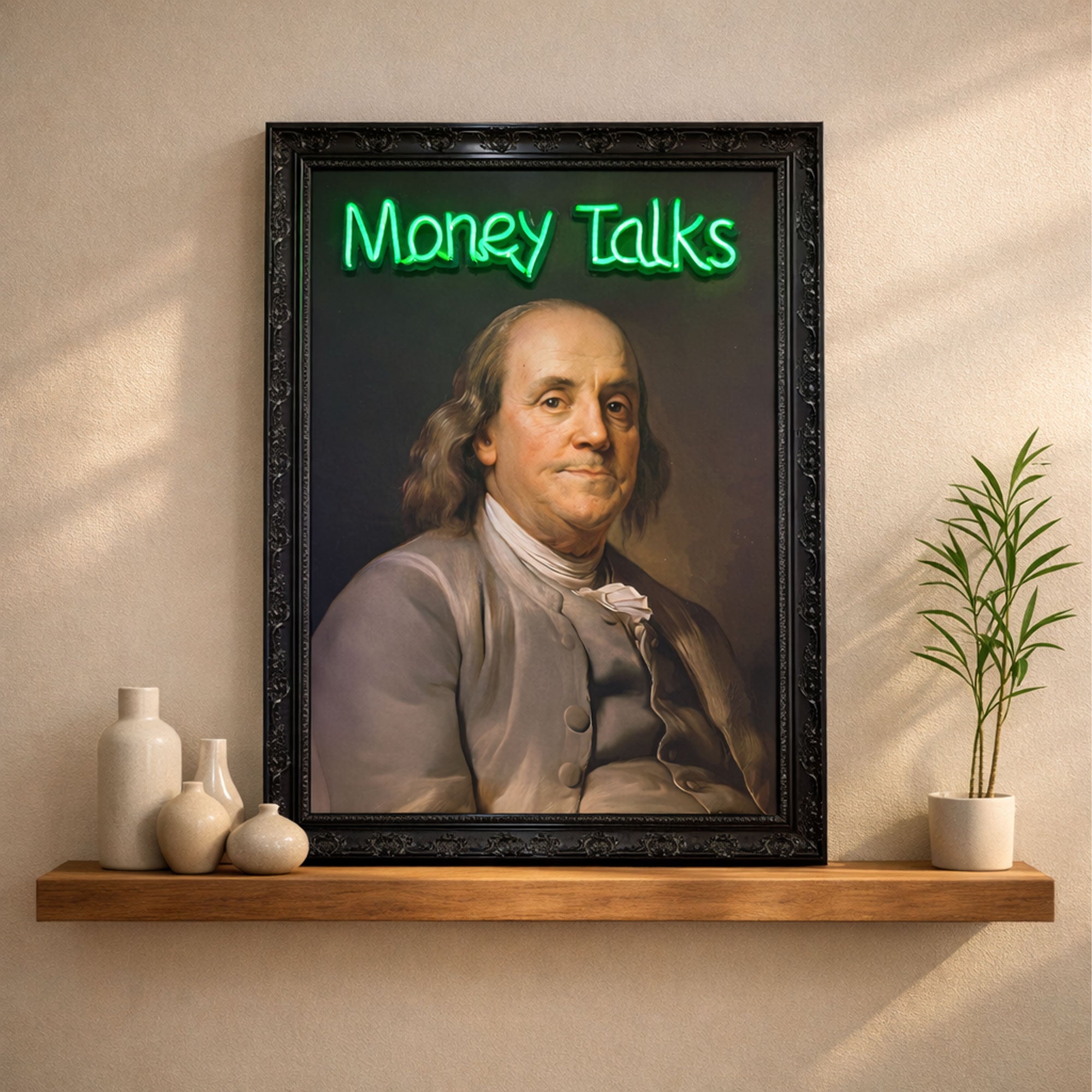 Money Talks - Benjamin Franklin Neon Wall Art Decor