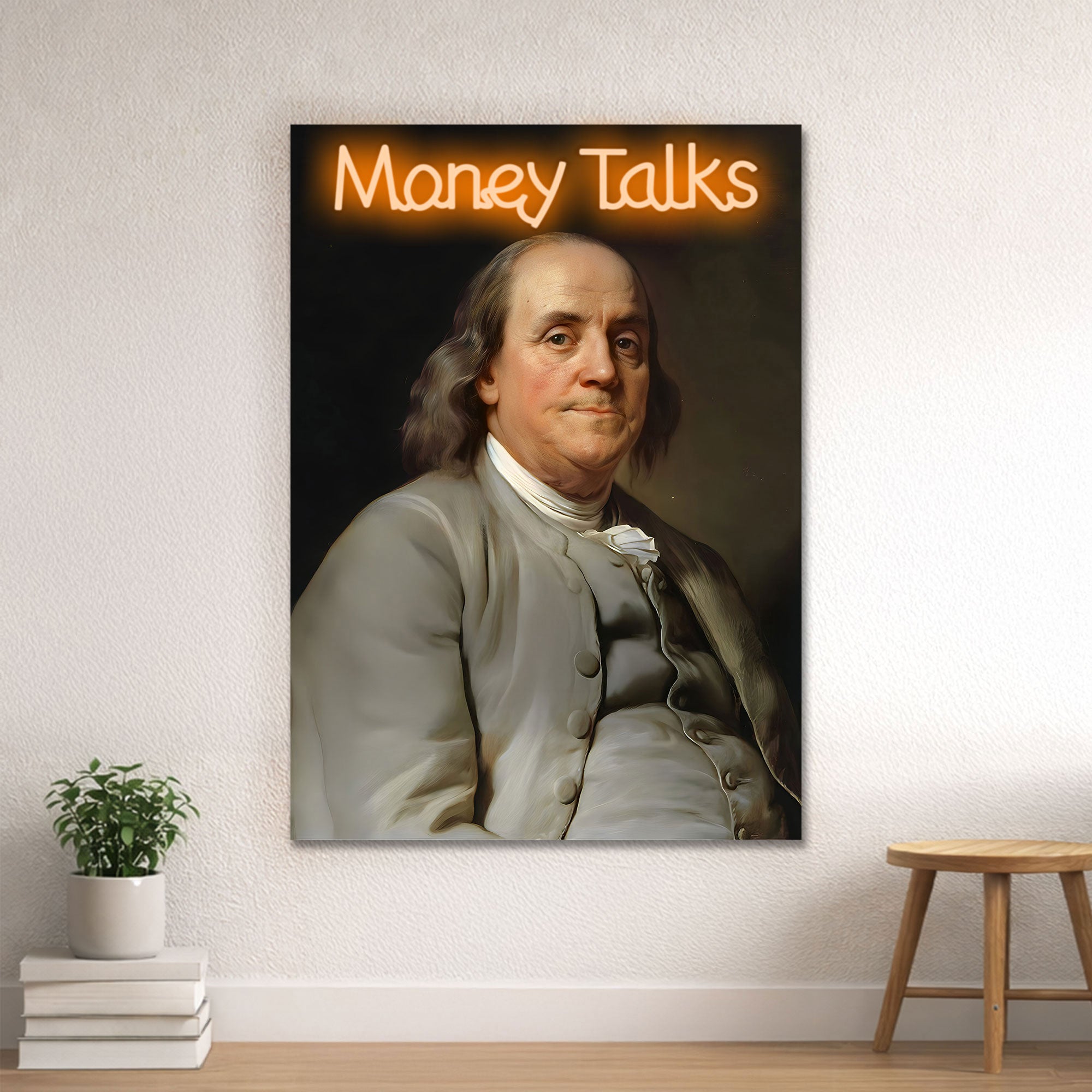 Money Talks - Benjamin Franklin Neon Wall Art Decor