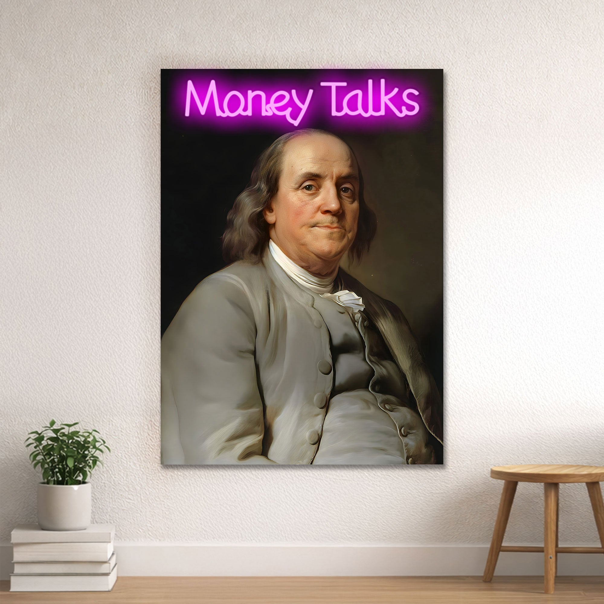 Money Talks - Benjamin Franklin Neon Wall Art Decor