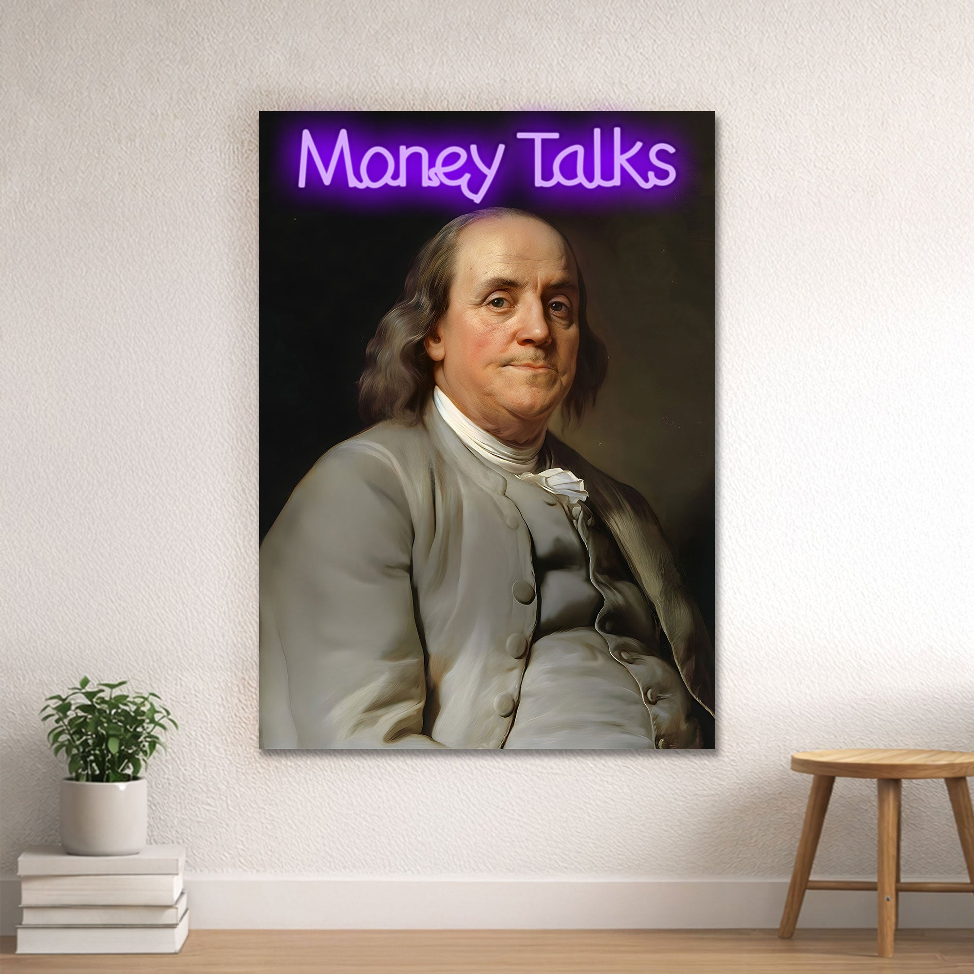 Money Talks - Benjamin Franklin Neon Wall Art Decor