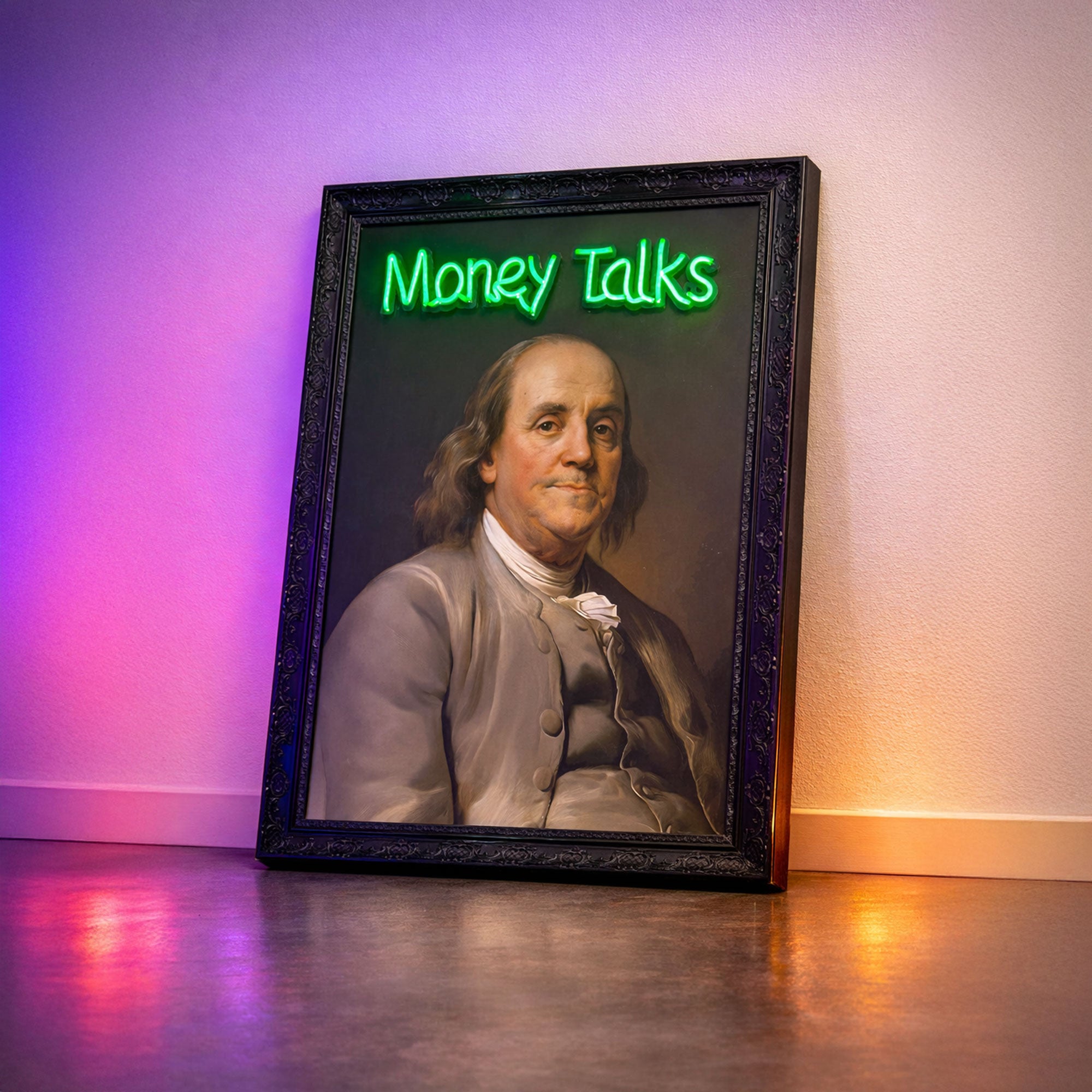 Money Talks - Benjamin Franklin Neon Wall Art Decor