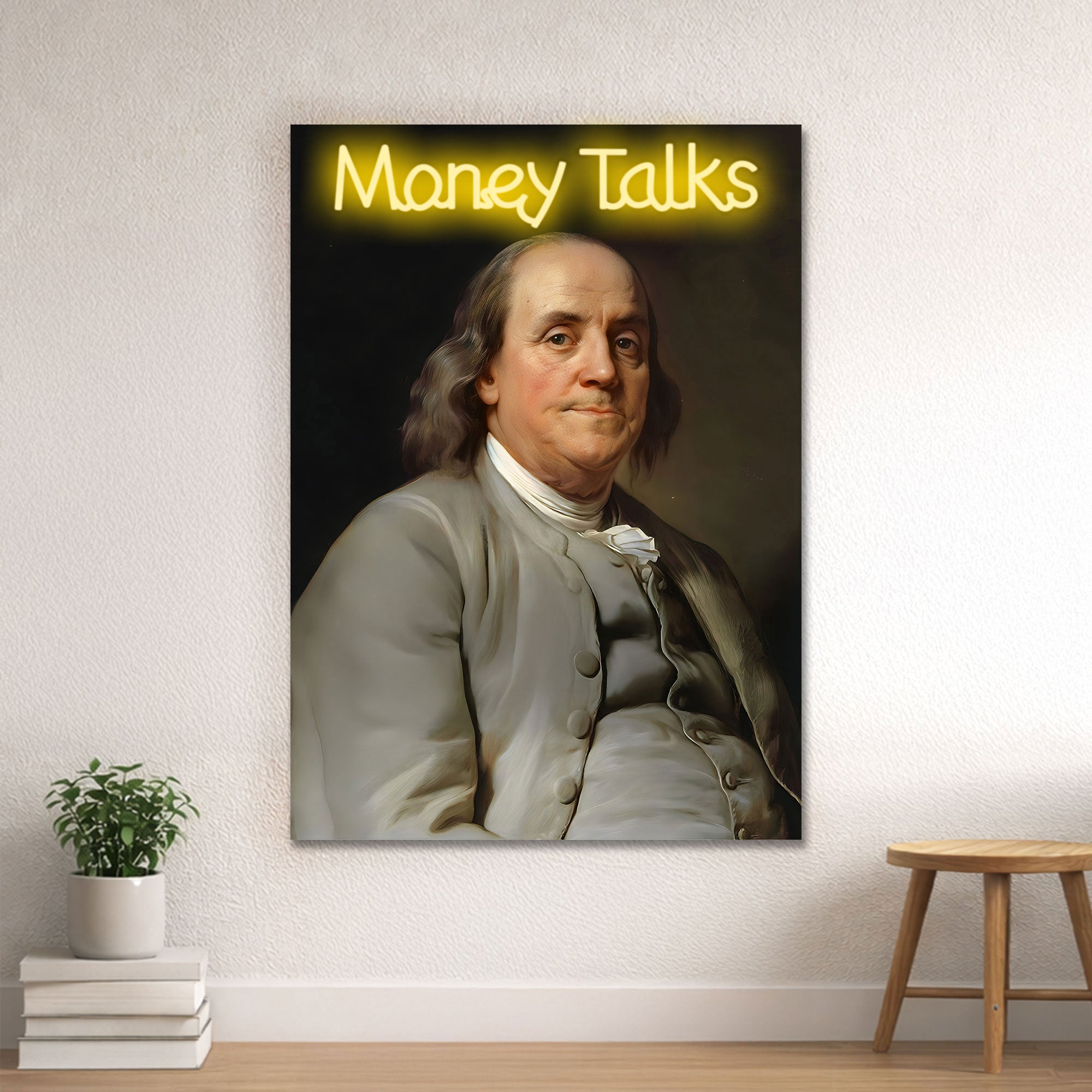 Money Talks - Benjamin Franklin Neon Wall Art Decor