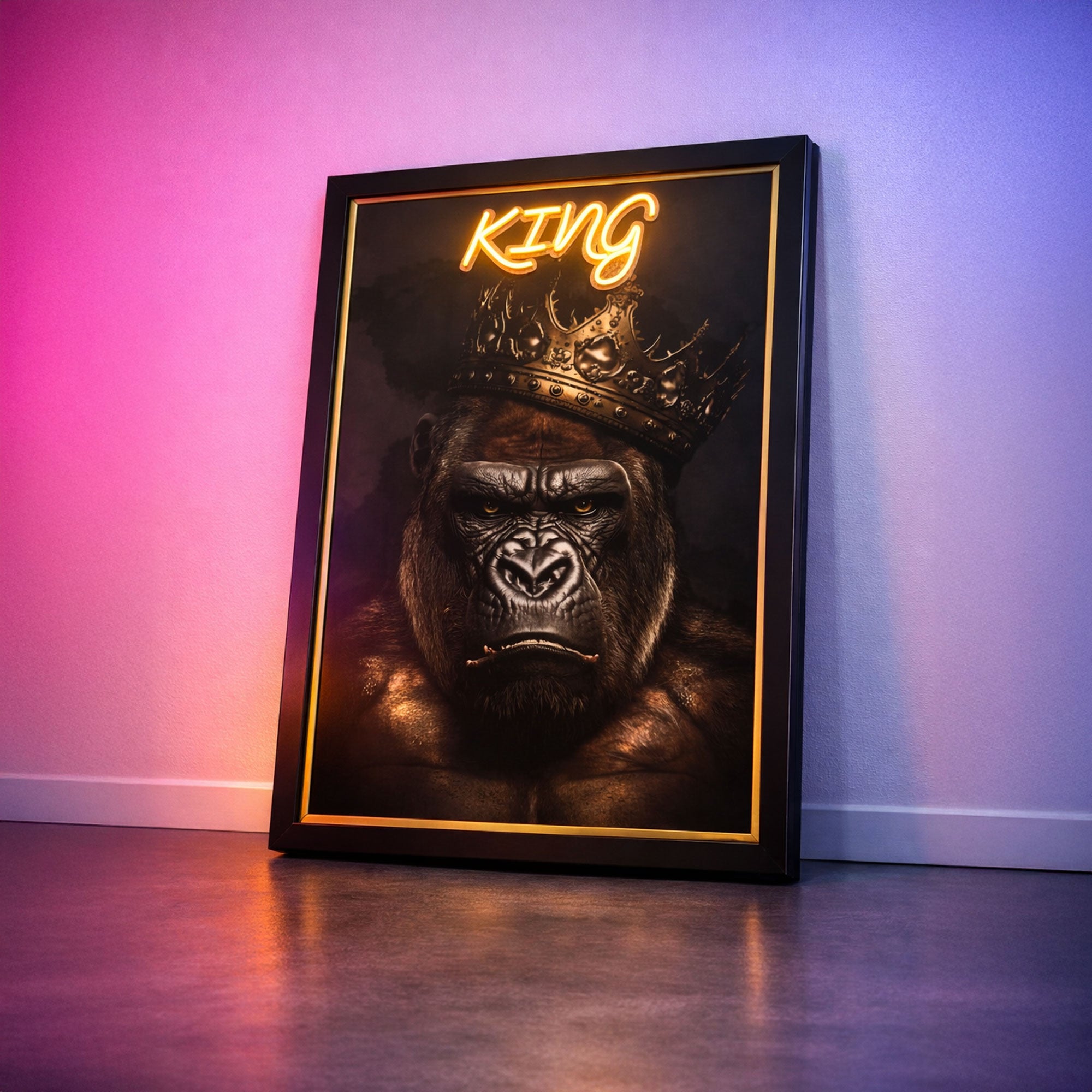 Gorilla Portrait – KING Neon Wall Art