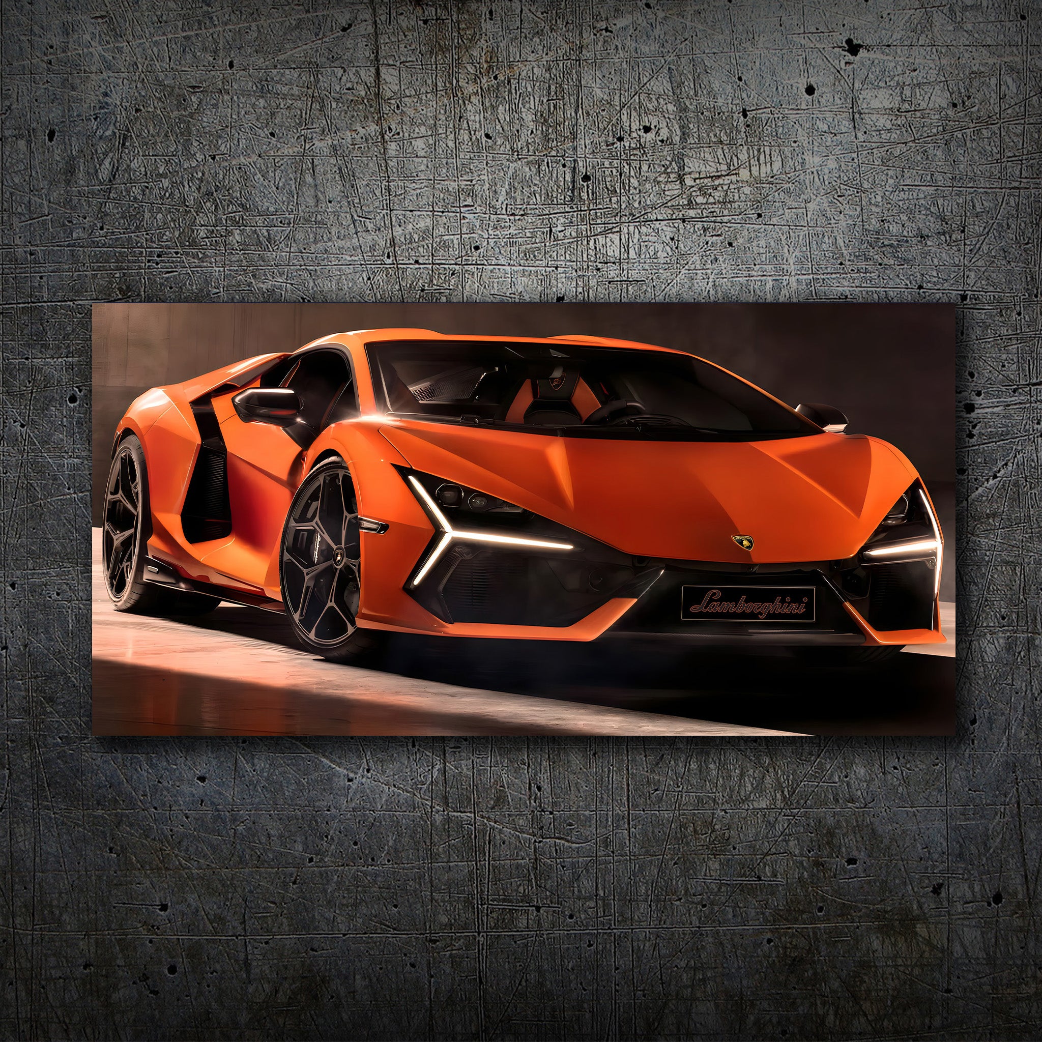 Lamborghini Sian – Orange Supercar Neon Headlights Wall Art