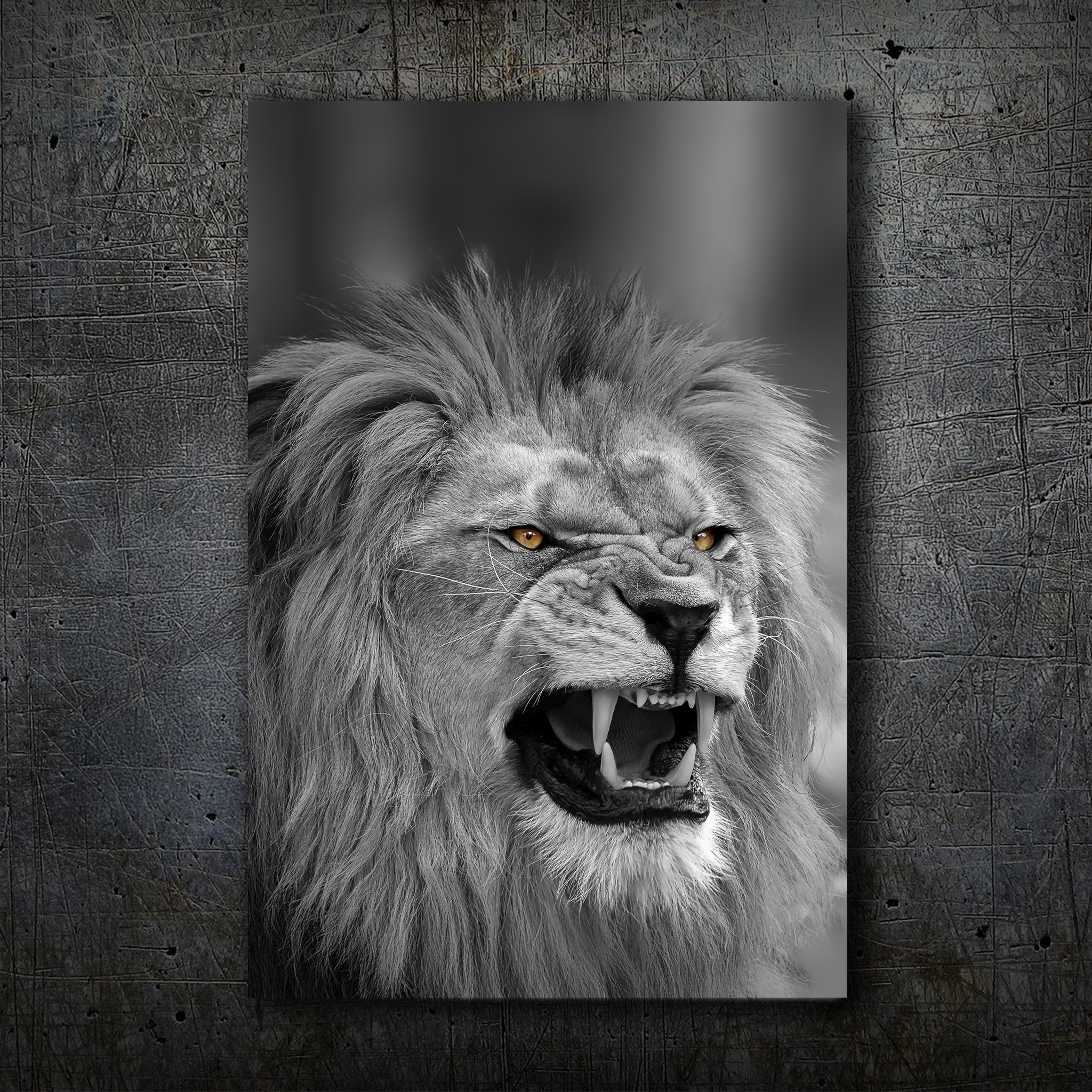Lion Crown Neon Wall Art – Black & White Design