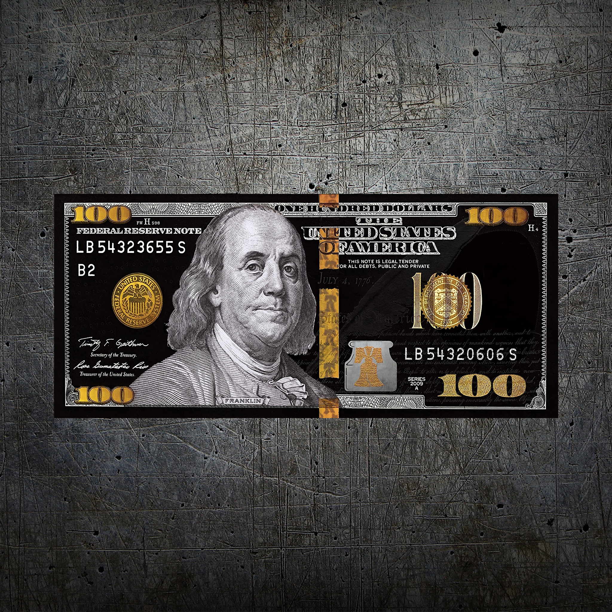 Black and Gold 100 Dollar- Money Never Sleeps Neon Light- Wall Art Decor