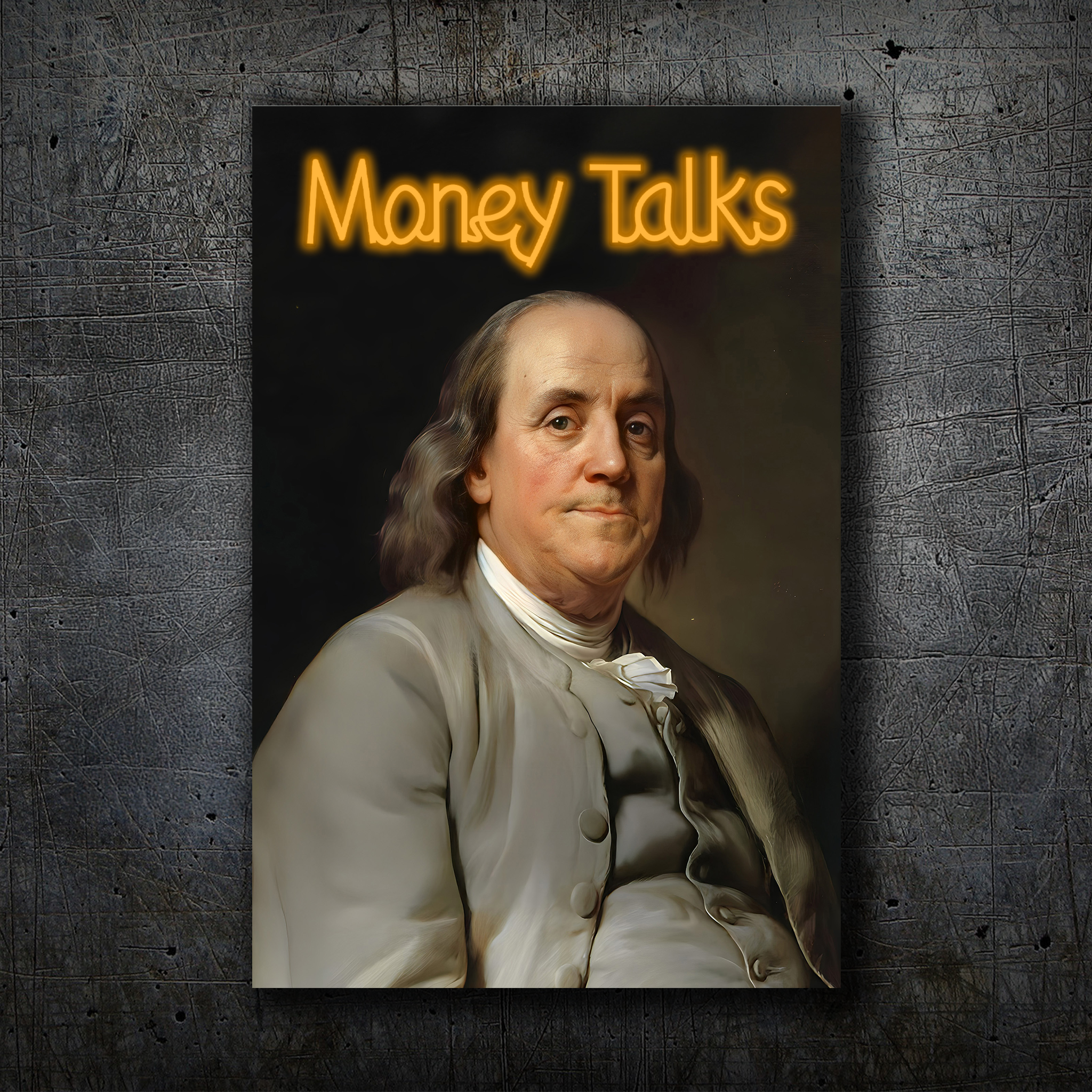 Money Talks - Benjamin Franklin Neon Wall Art Decor