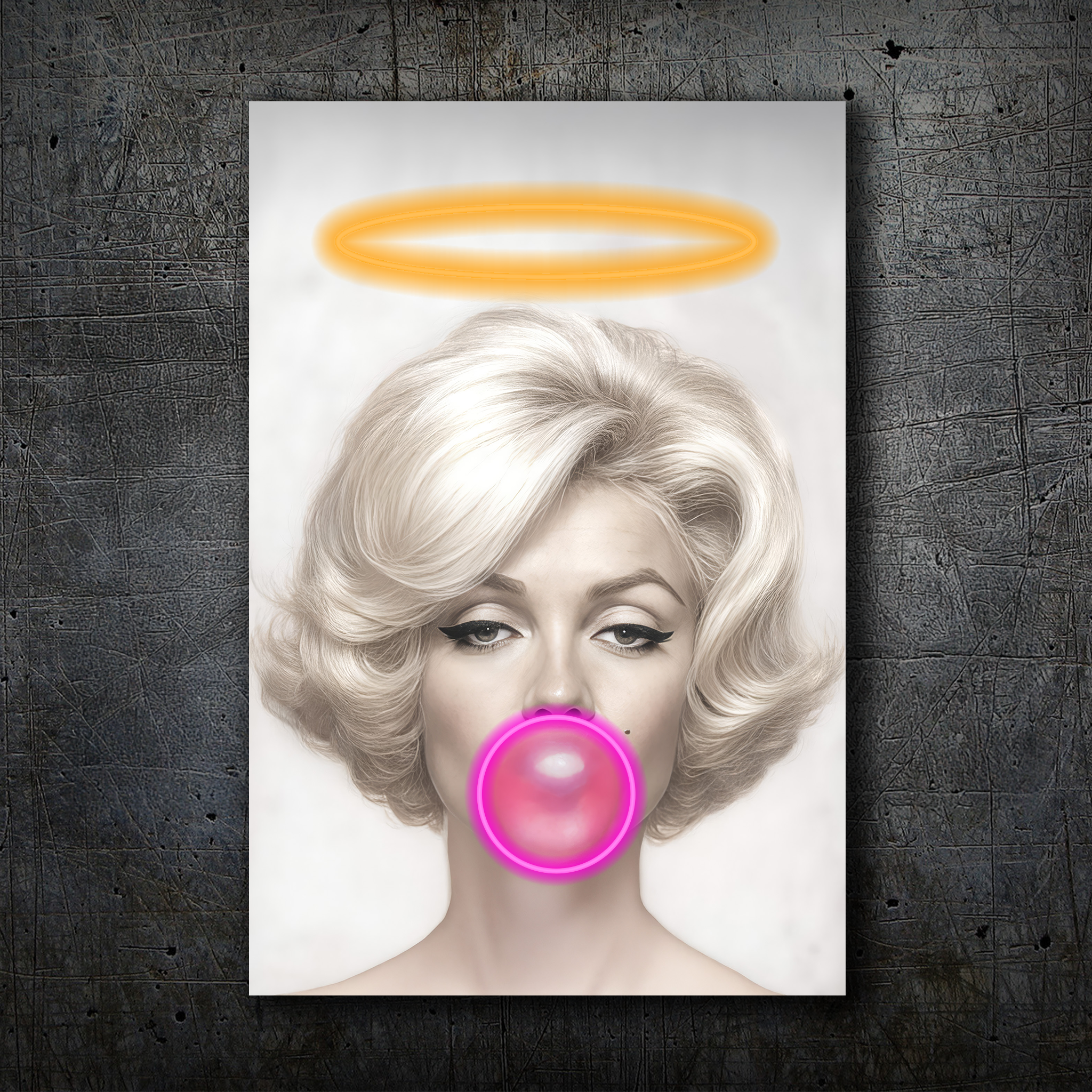 Marilyn Pop Art – Neon Bubblegum & Halo Wall Decor