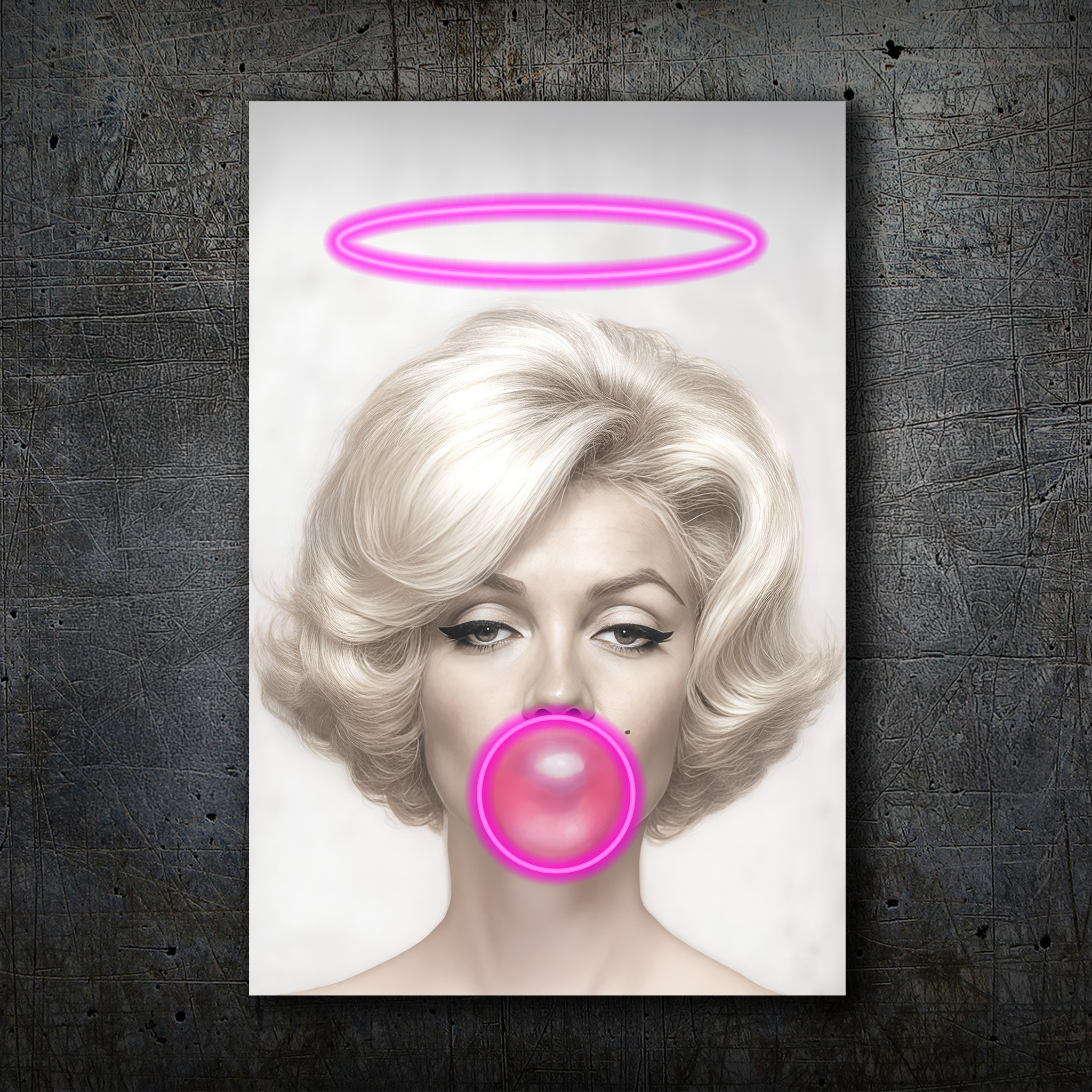 Marilyn Pop Art – Neon Bubblegum & Halo Wall Decor