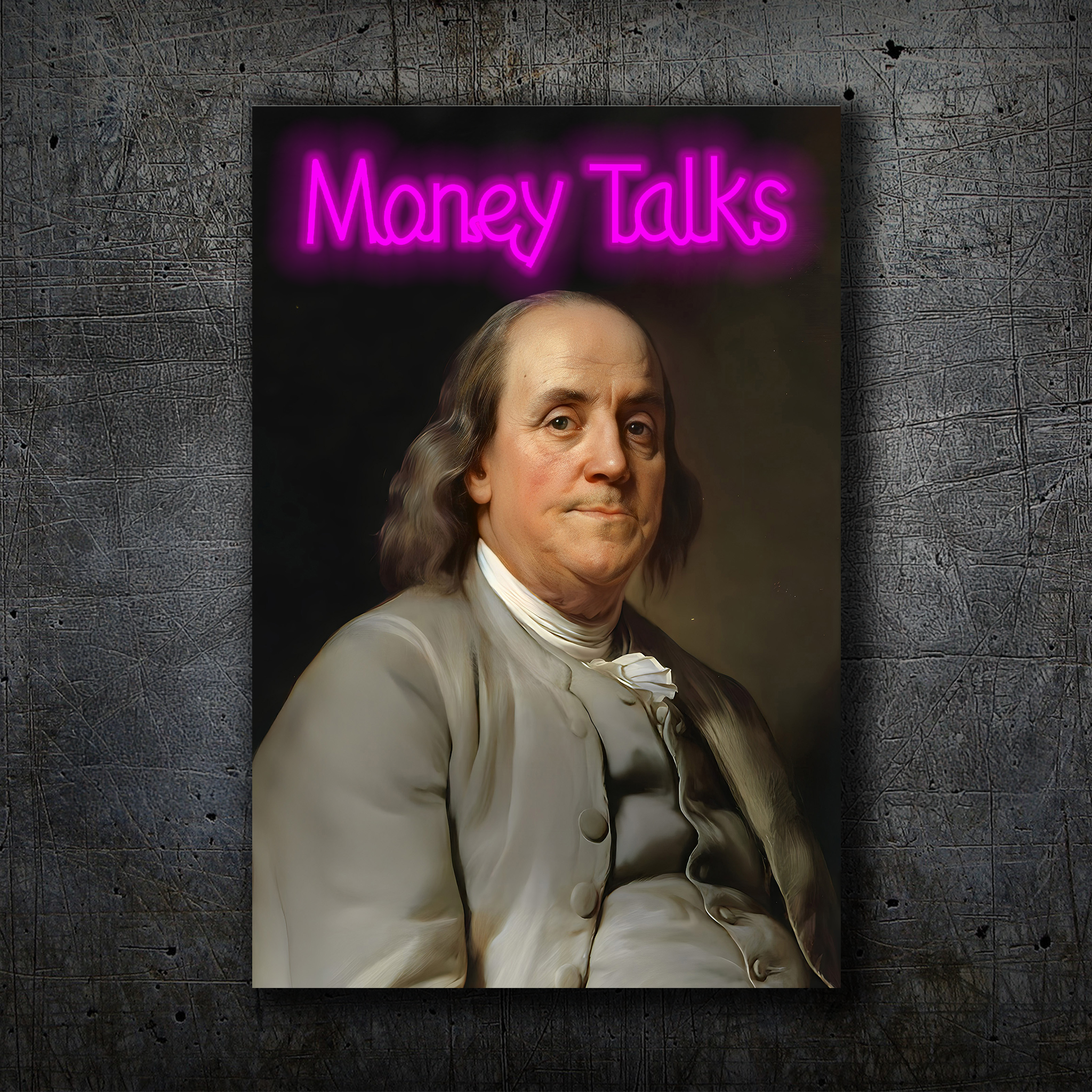 Money Talks - Benjamin Franklin Neon Wall Art Decor
