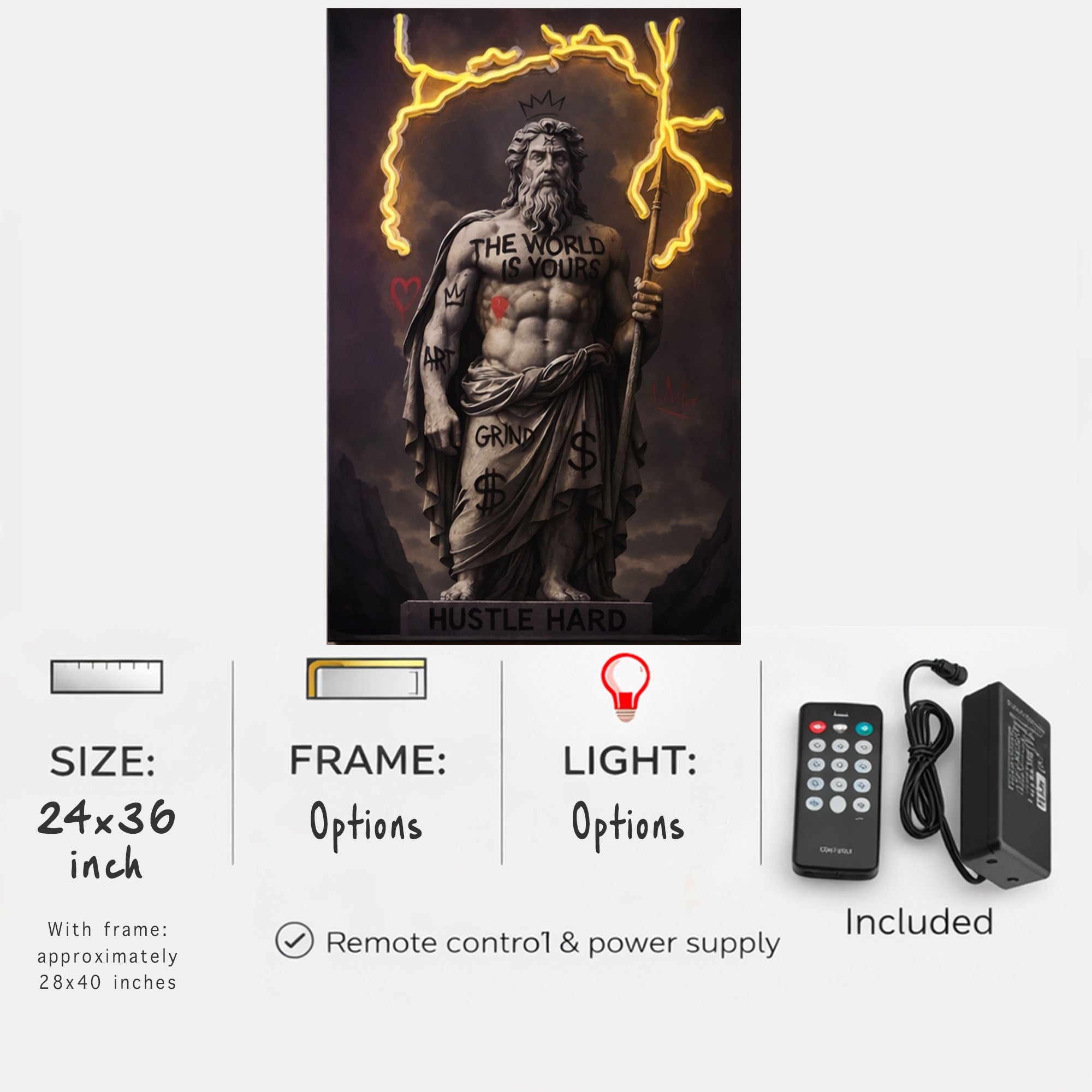 Poseidon Neon Lightning Wall Art