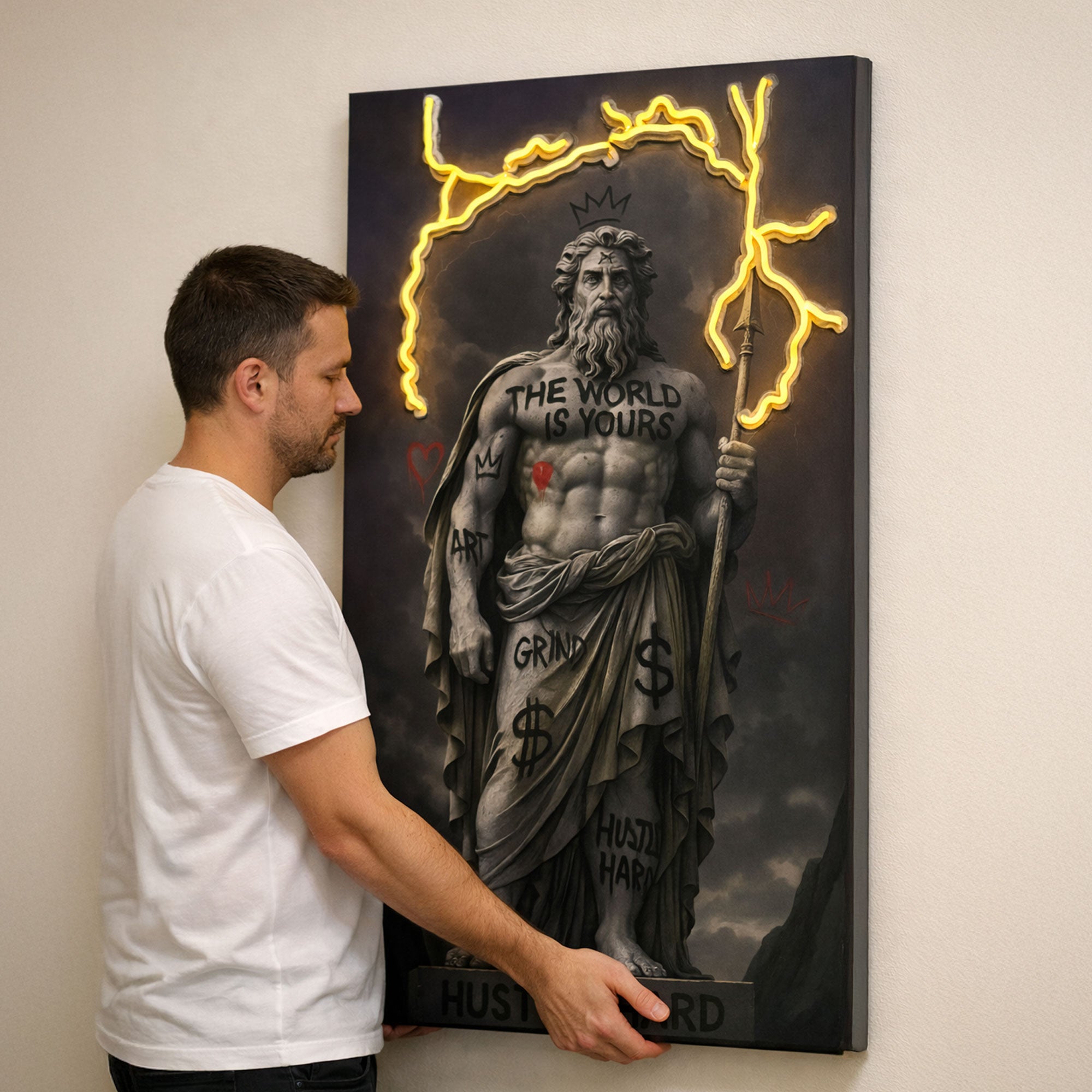 Poseidon Neon Lightning Wall Art