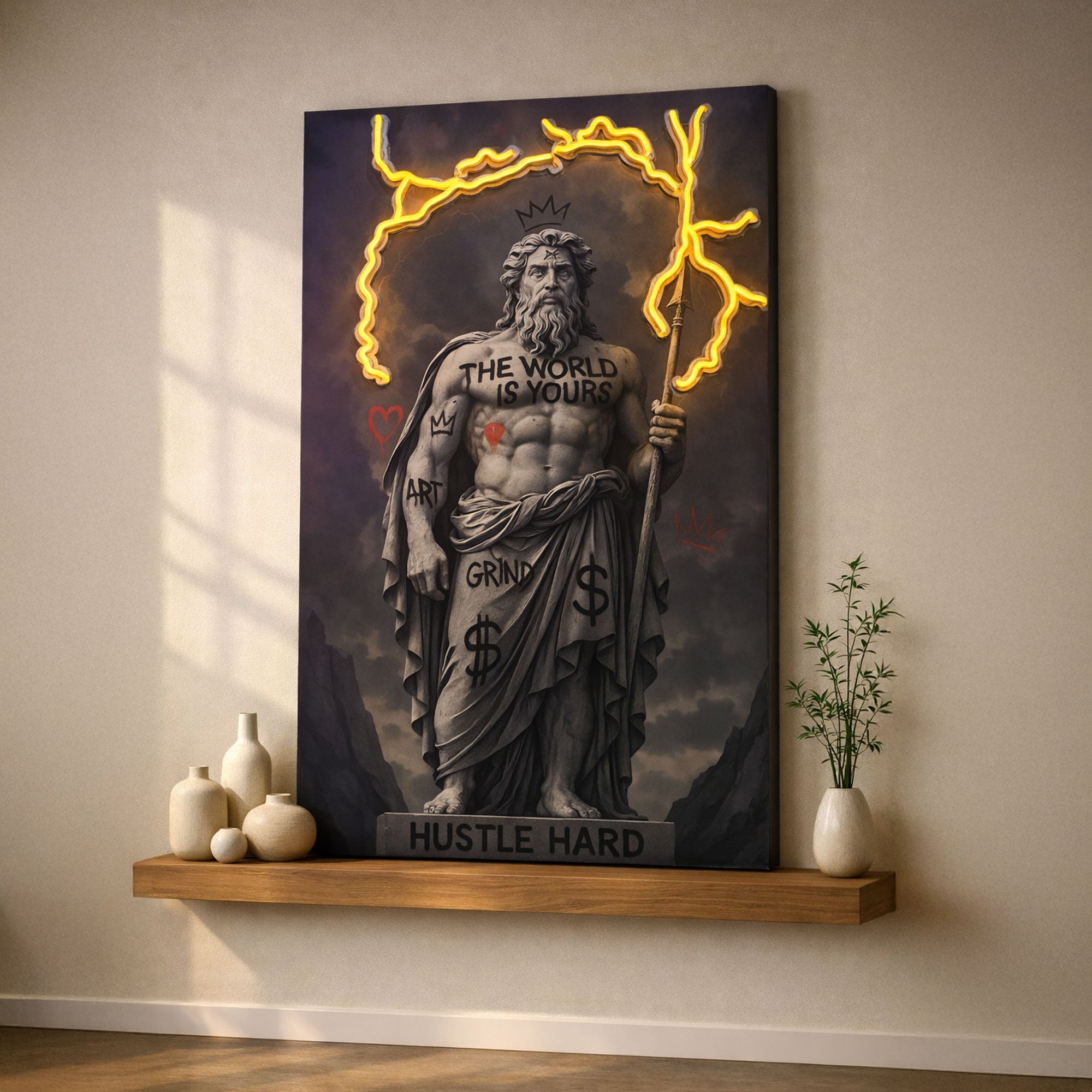 Poseidon Neon Lightning Wall Art